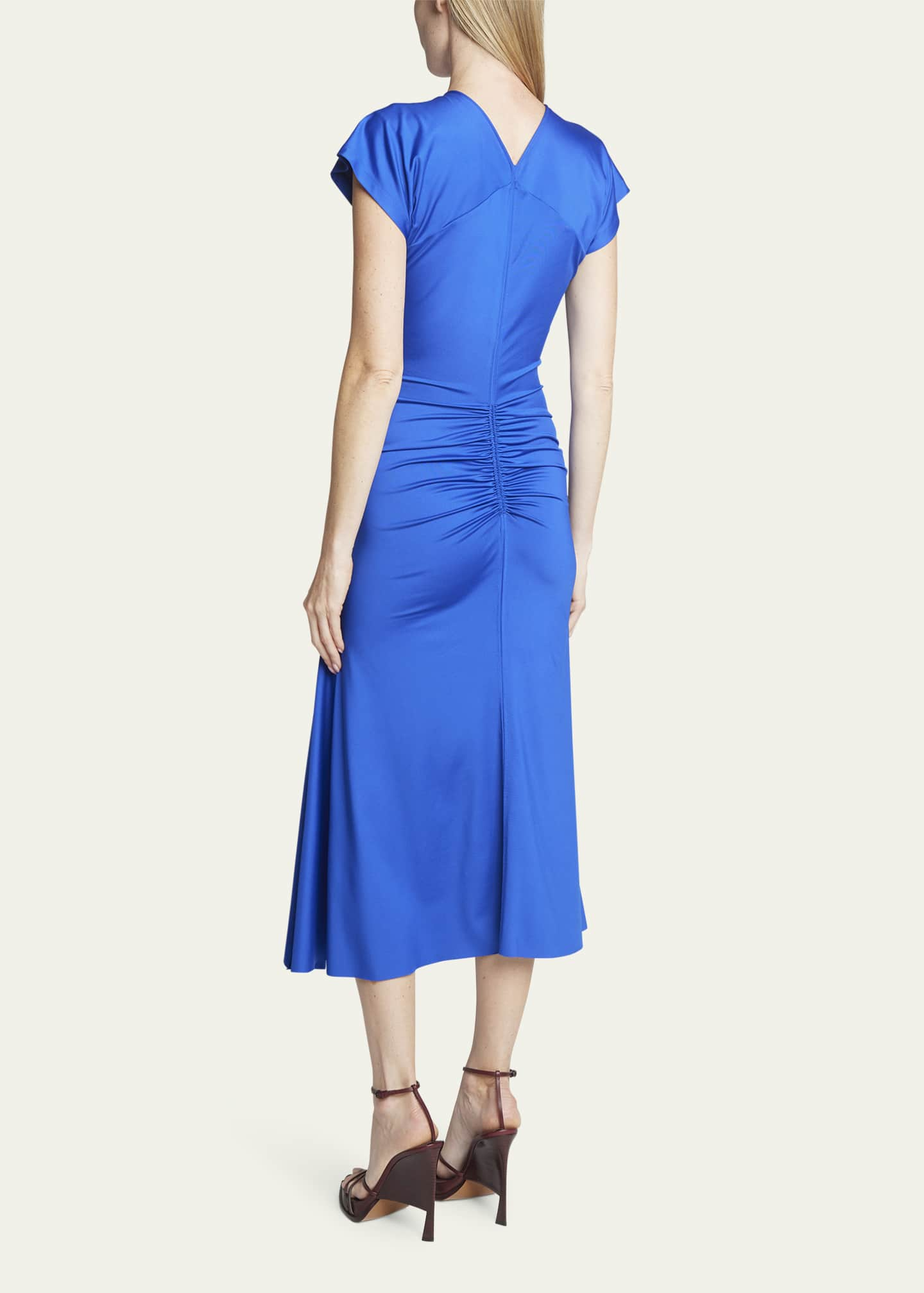 V-neck ruched-detailing dress, Victoria Beckham