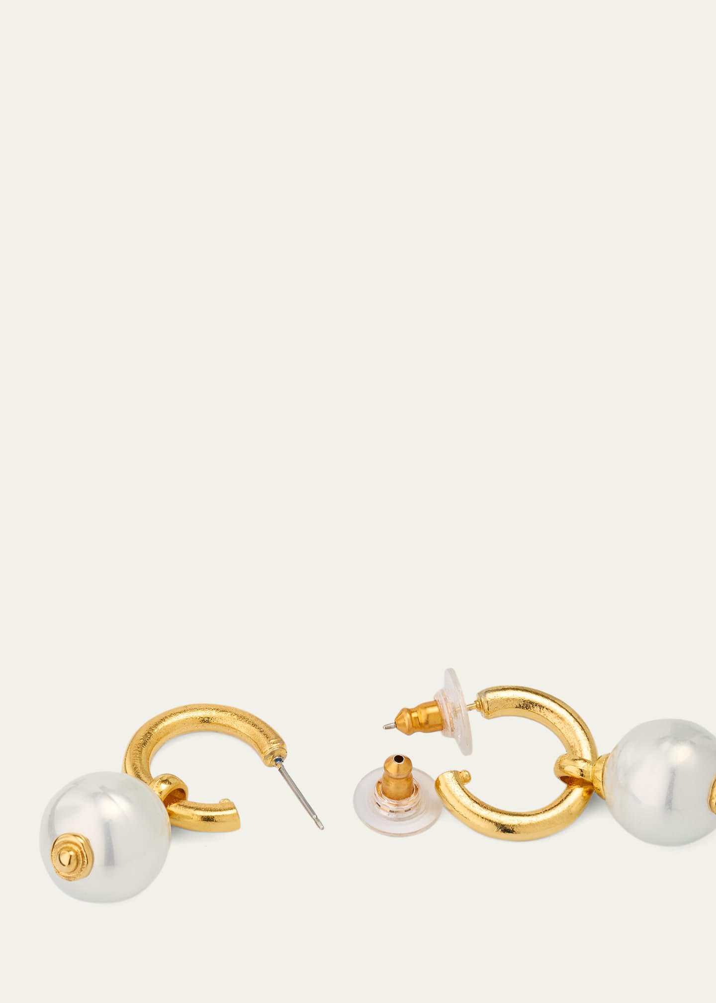 Ben-Amun Monah Gold Hoop Earrings with Faux Pearl Drops Image 4 of 4