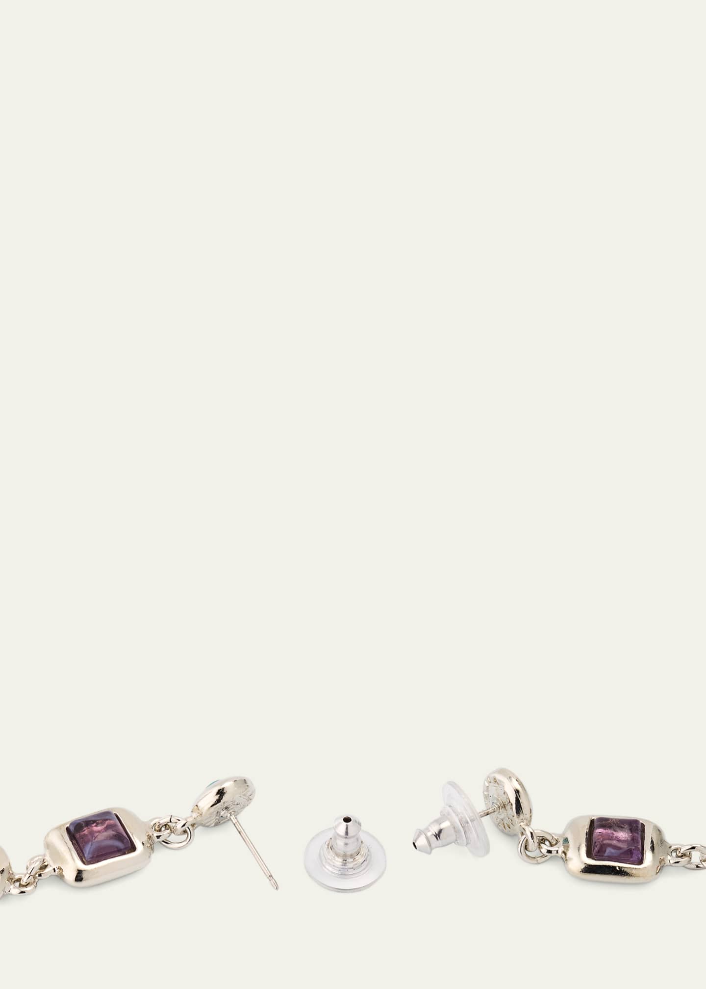 Ben-Amun Maryanne Silver Nugget Post Drop Earrings with Stones and Pearls Image 4 of 4