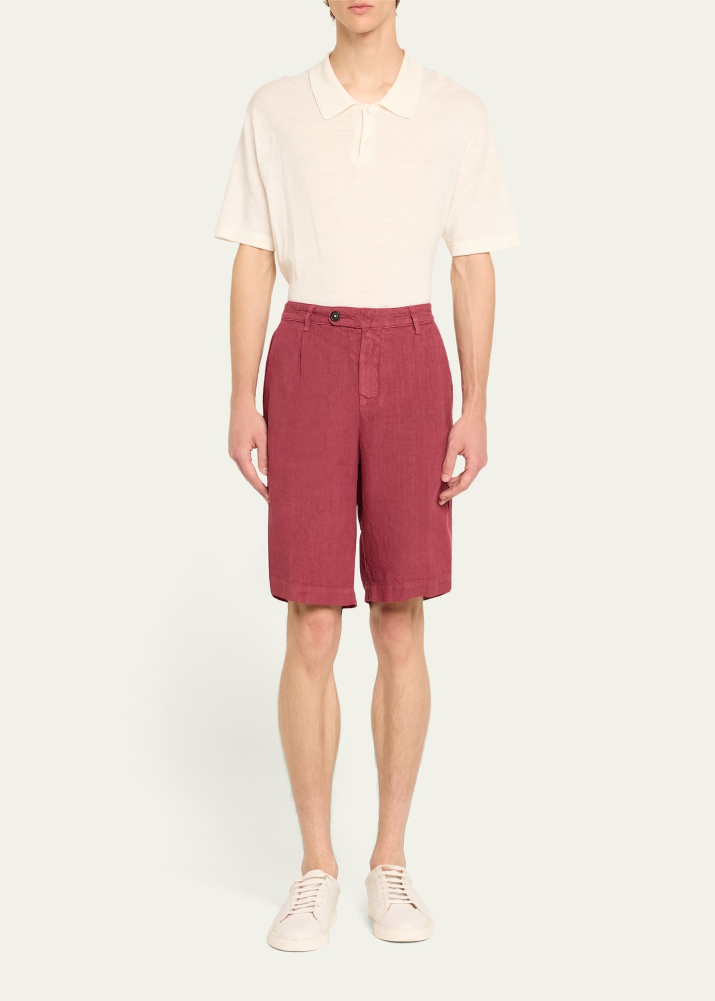 Massimo Alba Men's Linen Pleated Bermuda Shorts Image 2 of 5