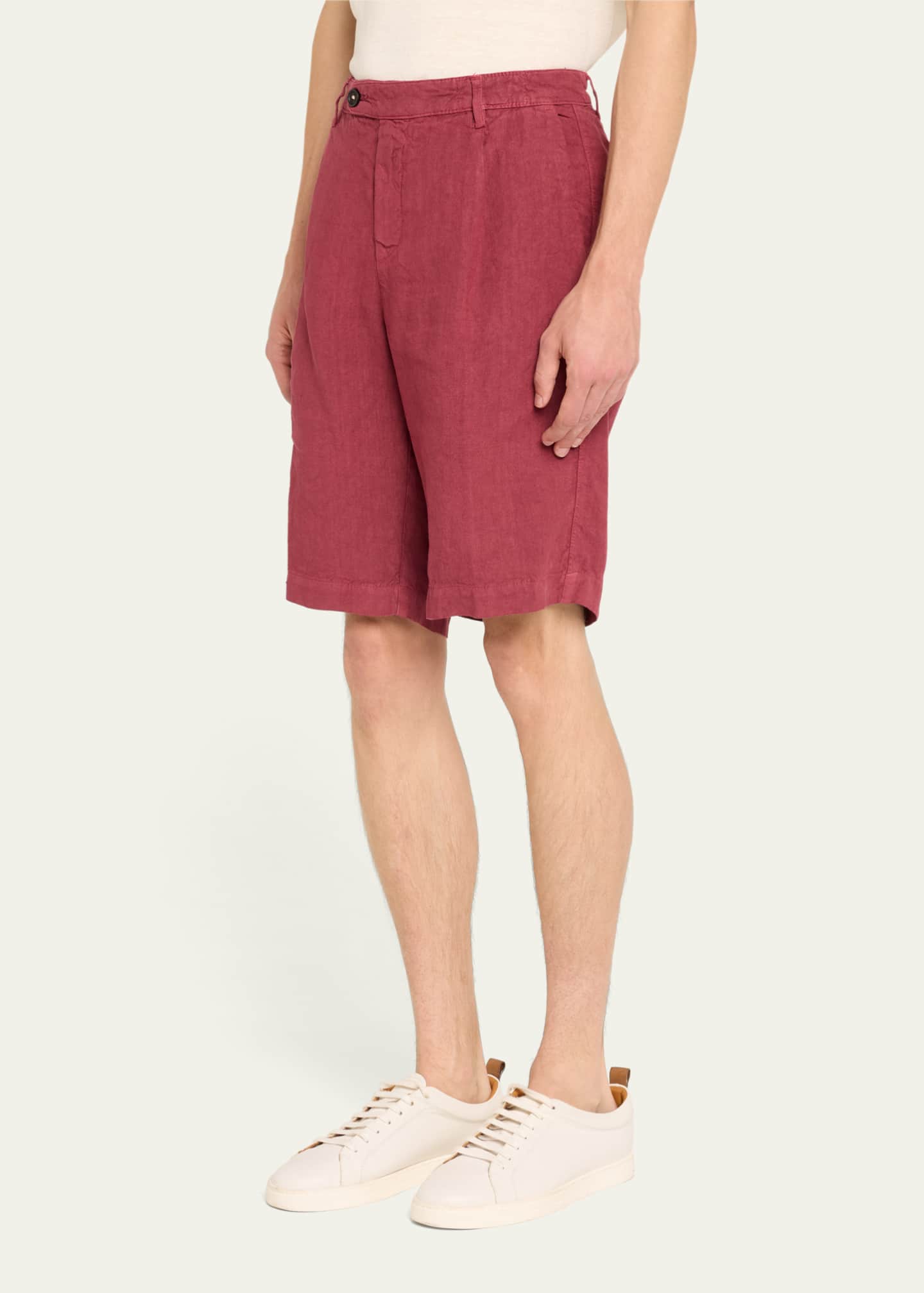 Massimo Alba Men's Linen Pleated Bermuda Shorts Image 4 of 5