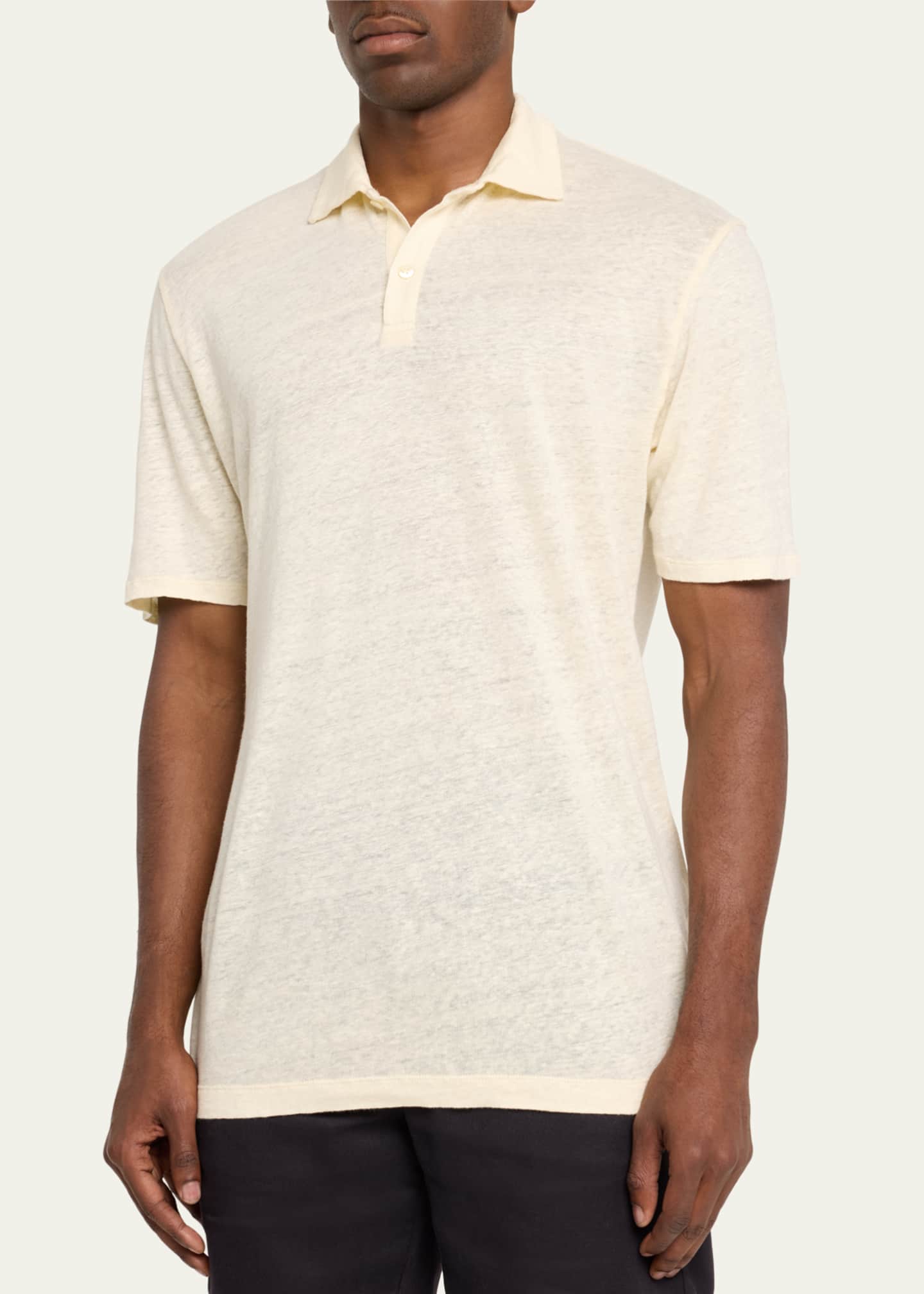 Frescobol Carioca Men's Linen Polo Shirt Image 4 of 5