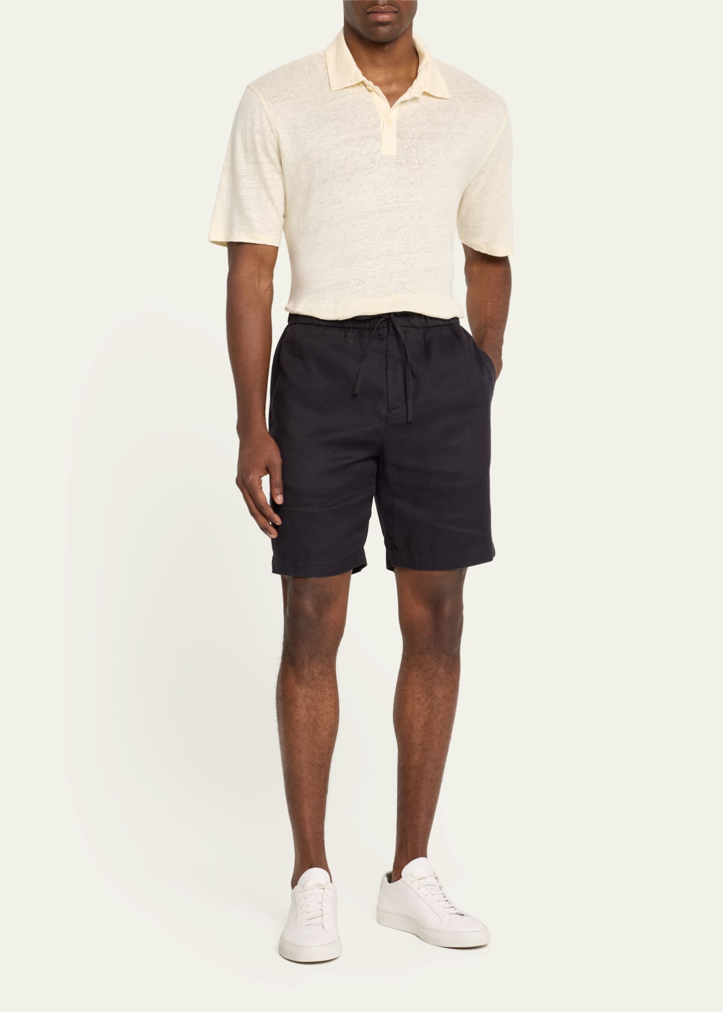 Frescobol Carioca Men's Drawstring Linen Cotton Shorts Image 2 of 5