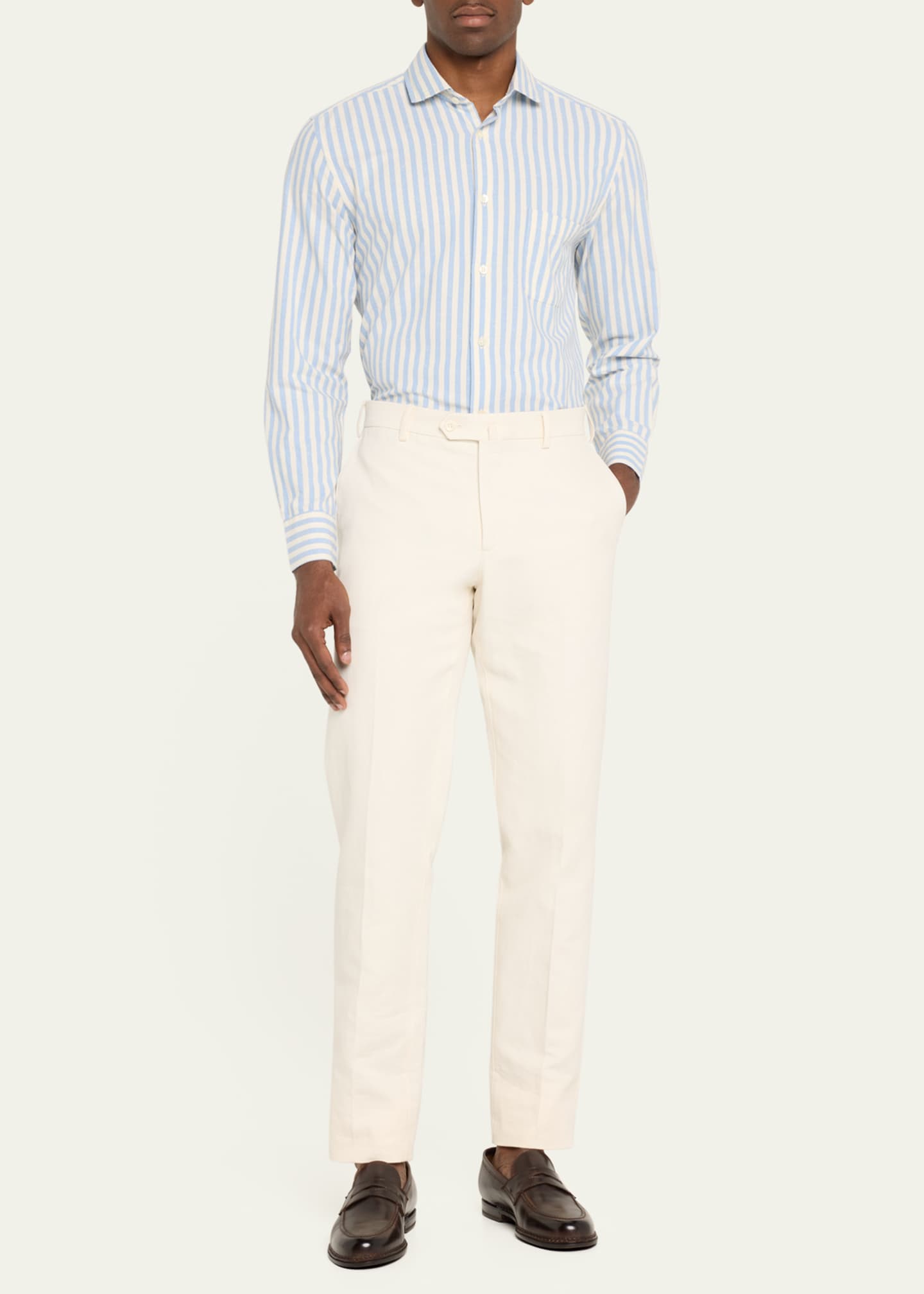 Frescobol Carioca Men's Emilio Cotton Stripe Button-Front Shirt Image 2 of 5