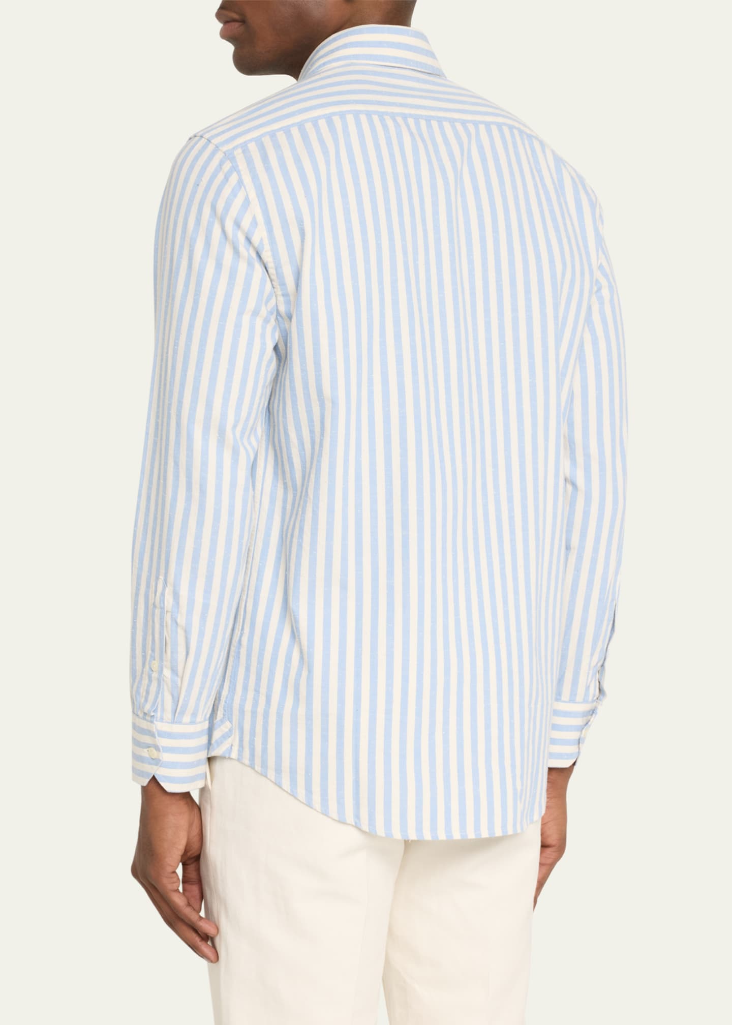 Frescobol Carioca Men's Emilio Cotton Stripe Button-Front Shirt Image 3 of 5