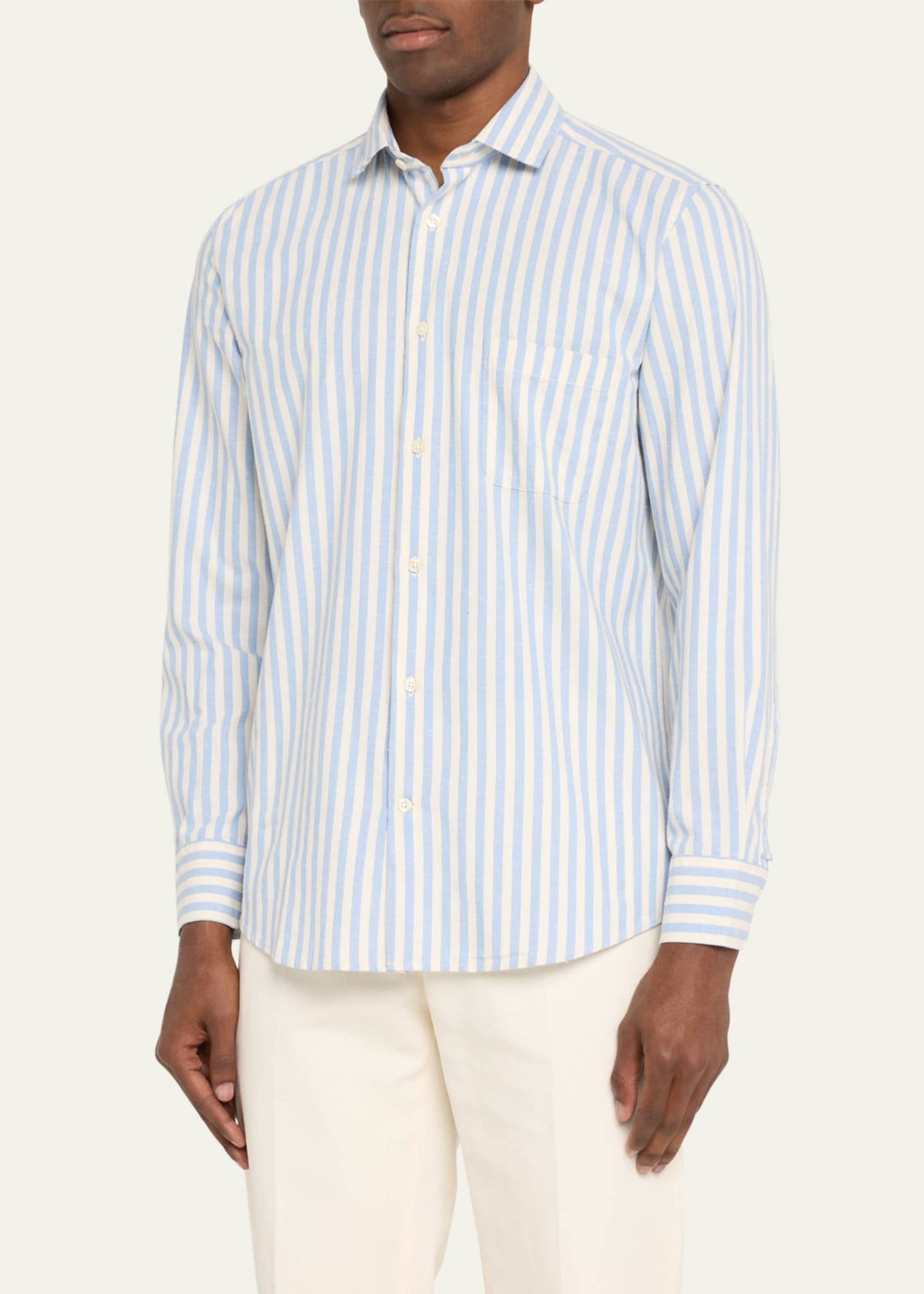 Frescobol Carioca Men's Emilio Cotton Stripe Button-Front Shirt Image 4 of 5