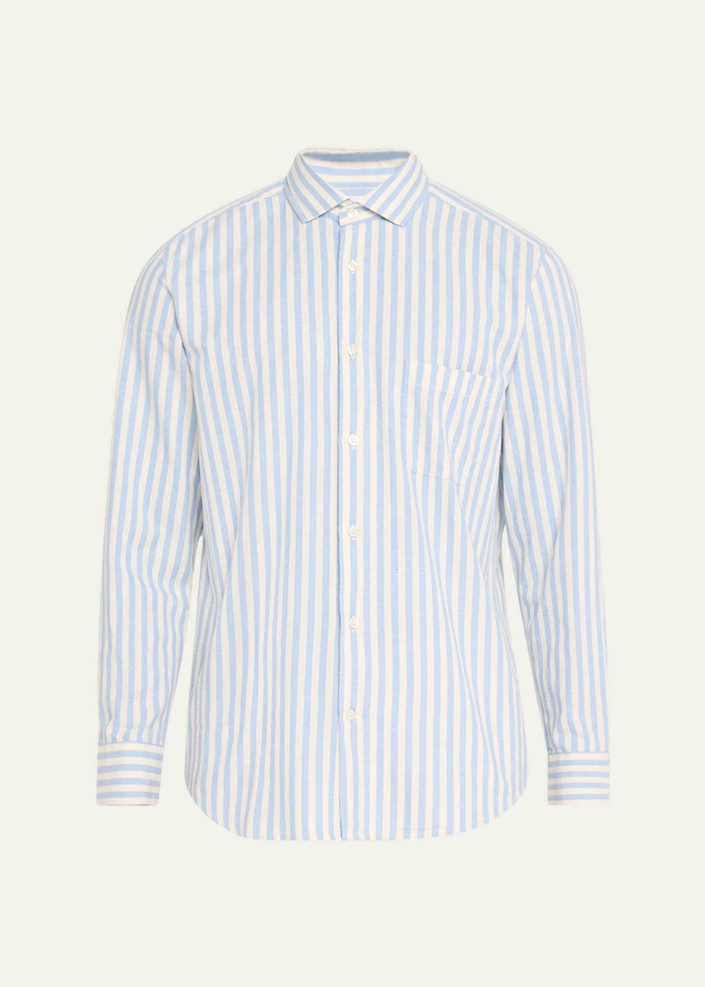 Frescobol Carioca Men's Emilio Cotton Stripe Button-Front Shirt Image 1 of 5