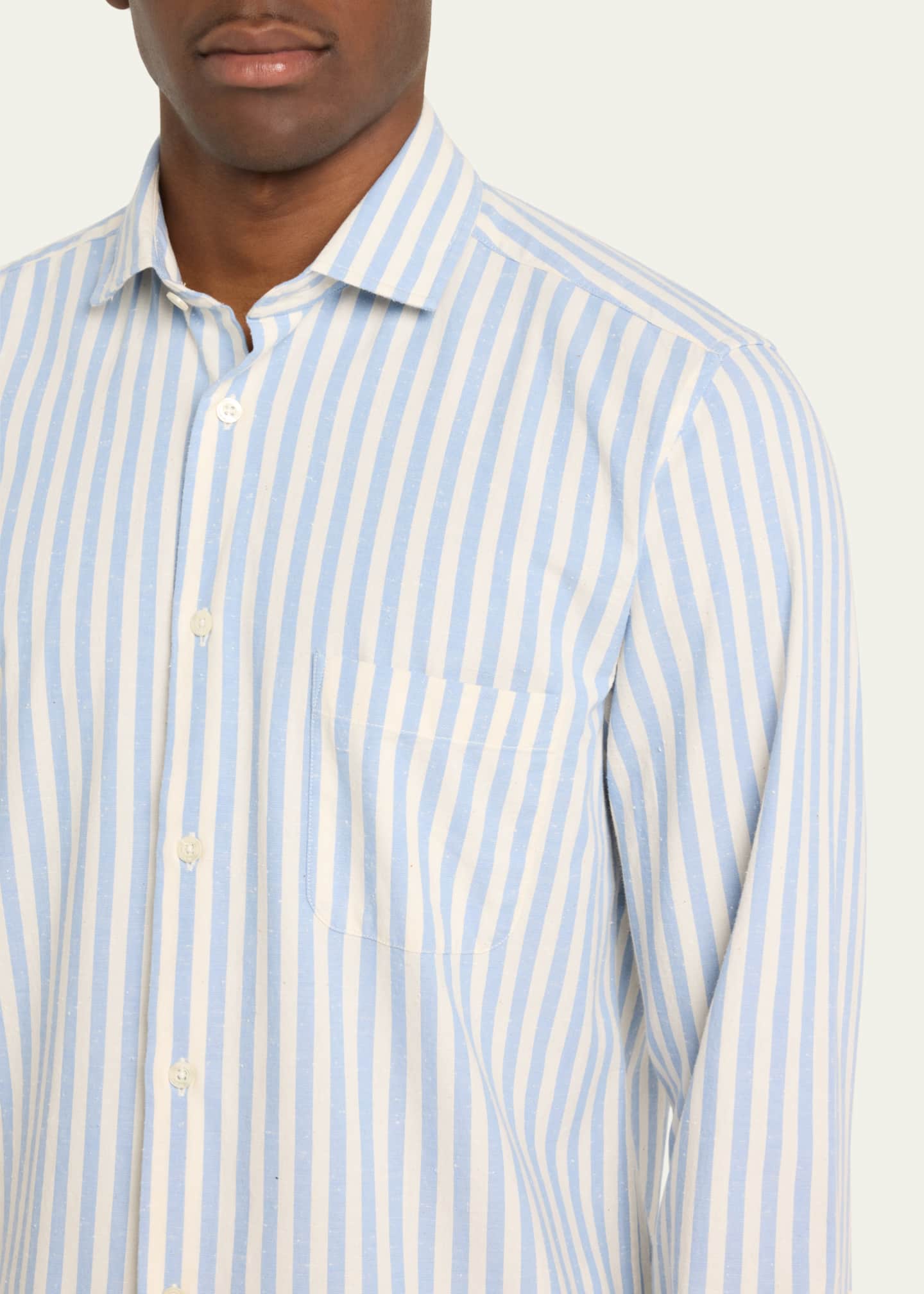 Frescobol Carioca Men's Emilio Cotton Stripe Button-Front Shirt Image 5 of 5