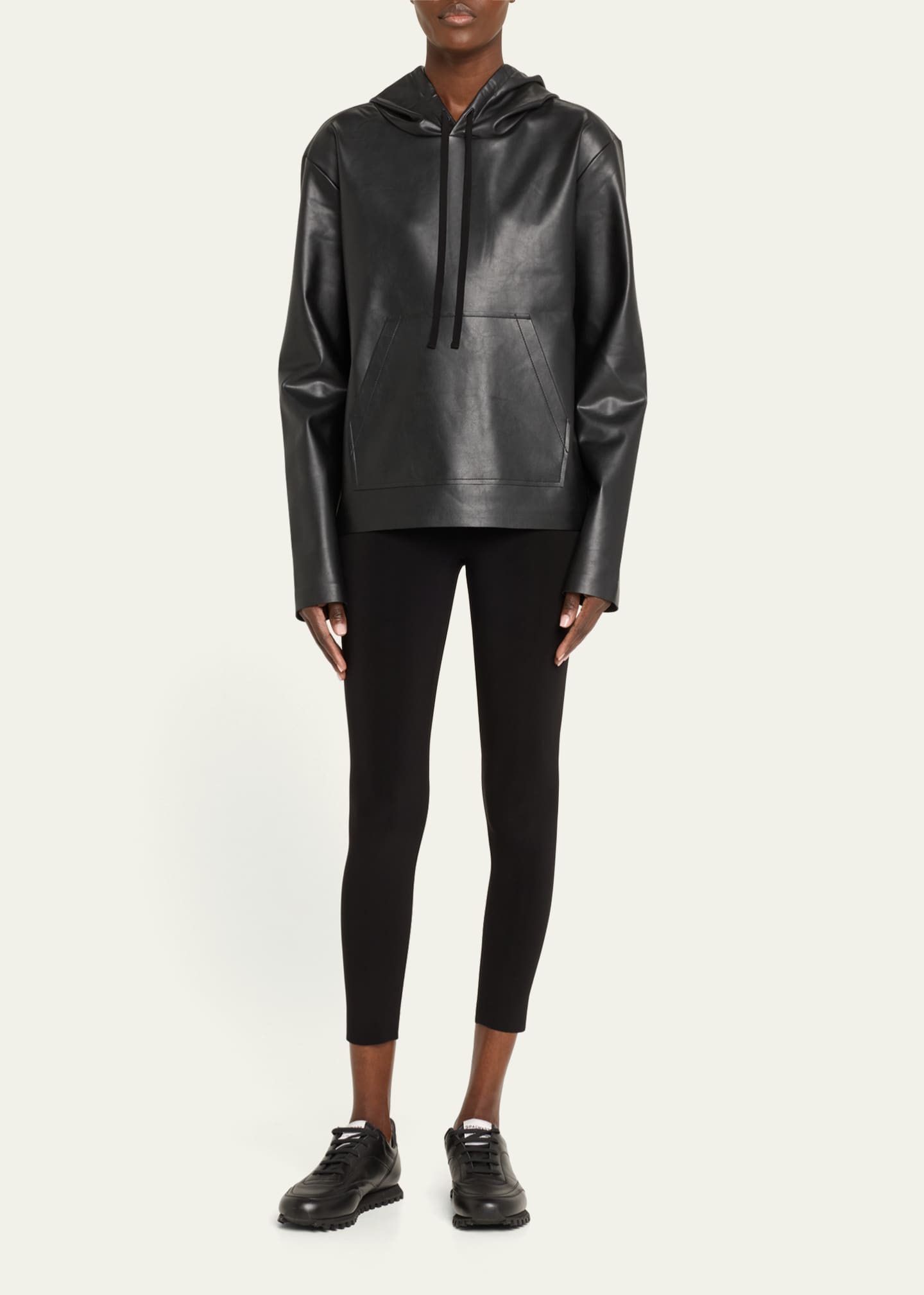 Norma Kamali NK Vegan Leather Hoodie Bergdorf Goodman
