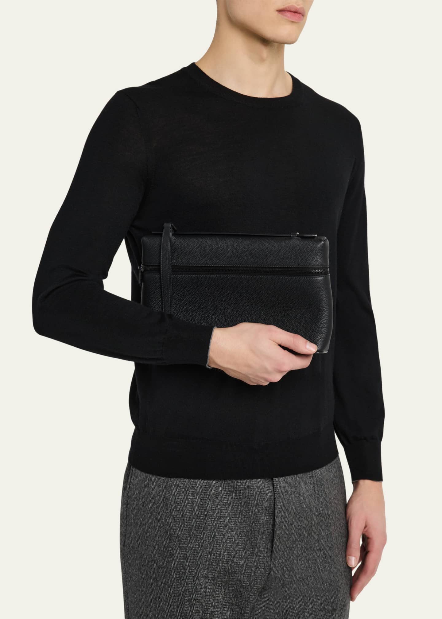Loro Piana Men's Leather Pouch Bag Image 2 of 6