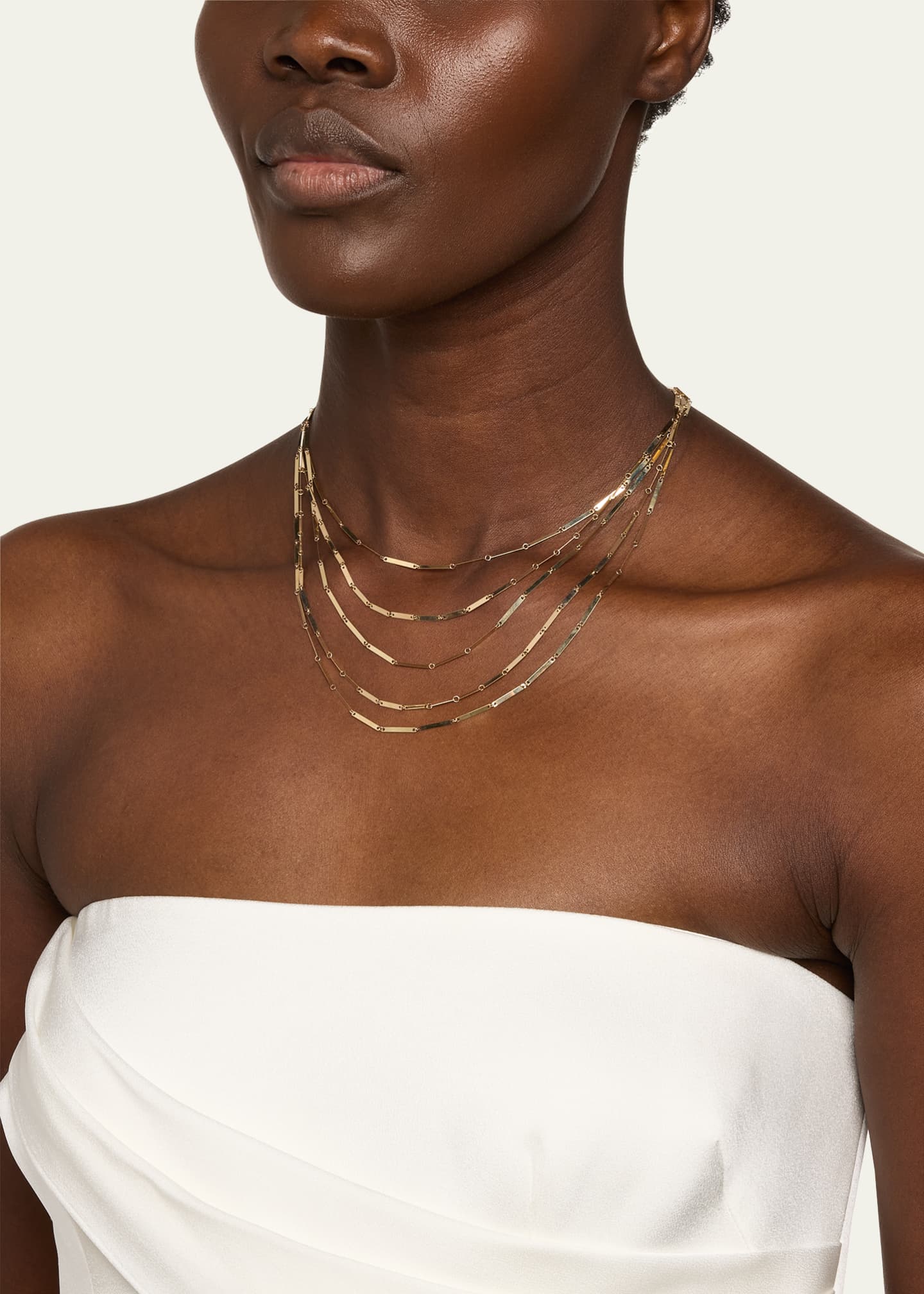 Lana 14K Yellow Gold Laser Mini Rectangle 5-Strand Necklace, 15" Image 2 of 2