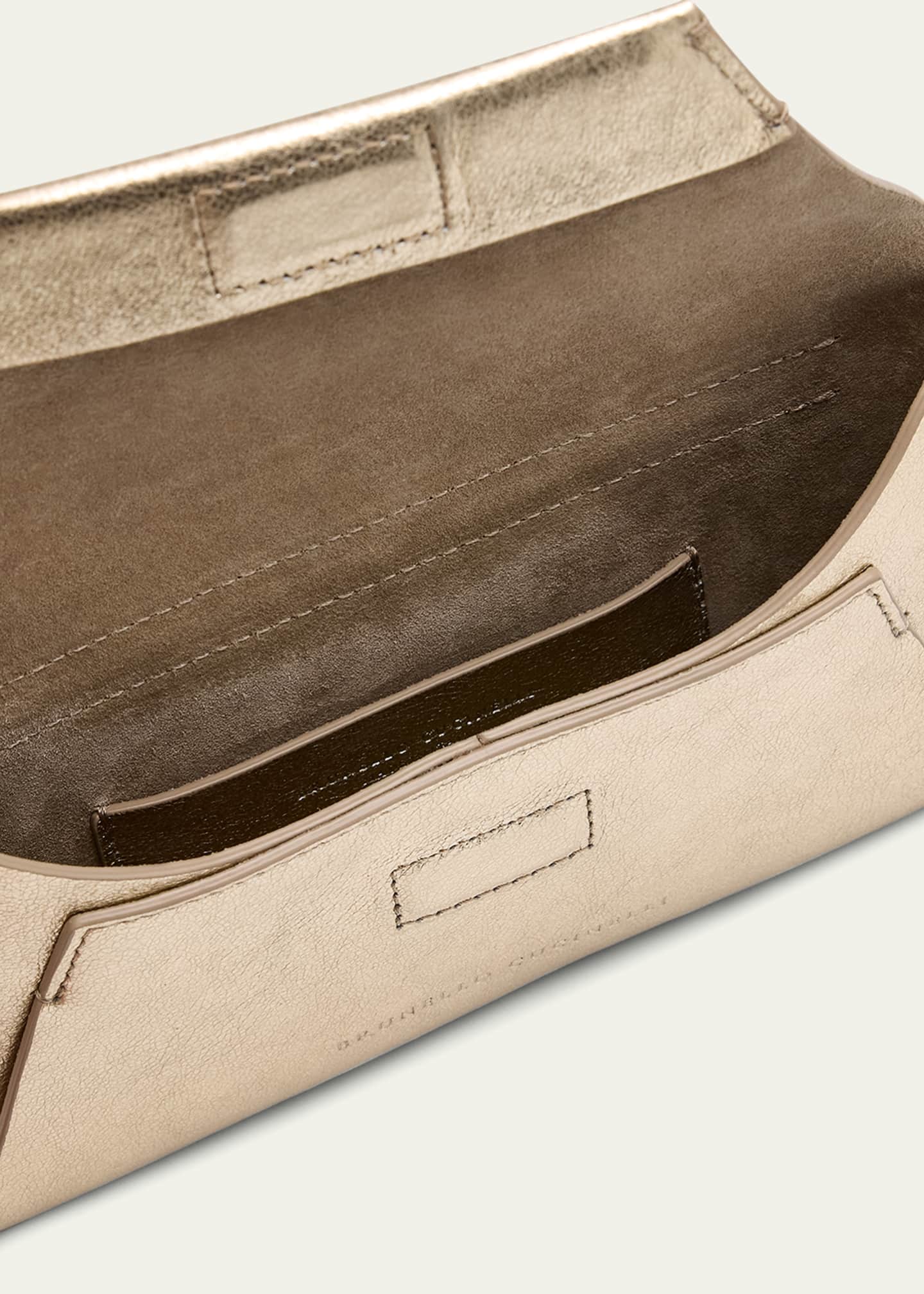 Brunello Cucinelli Envelope Flap Metallic Leather Clutch Bag Image 4 of 5