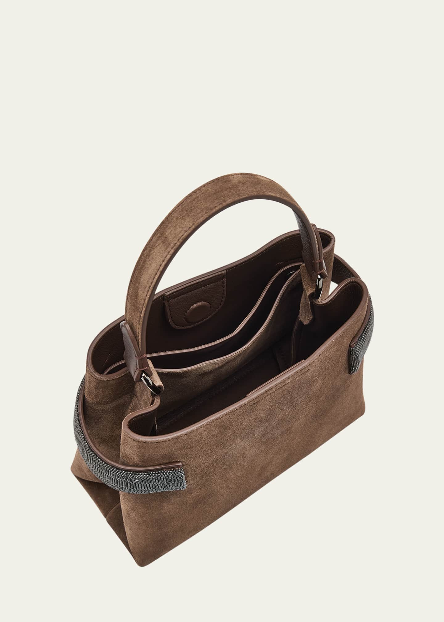 Brunello Cucinelli Essence Mini Monili Velour Top-Handle Bag Image 4 of 5