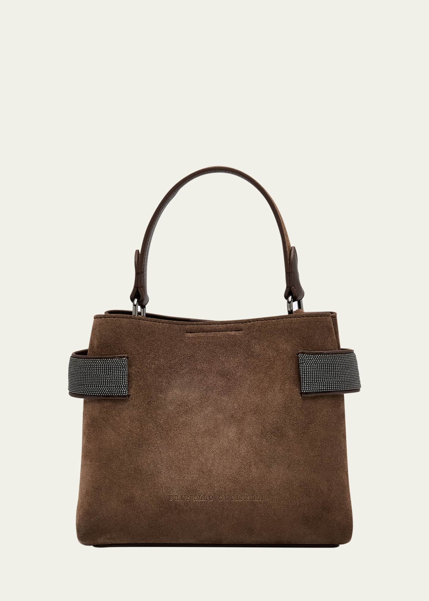 Brunello Cucinelli Essence Mini Monili Velour Top-Handle Bag Image 1 of 5
