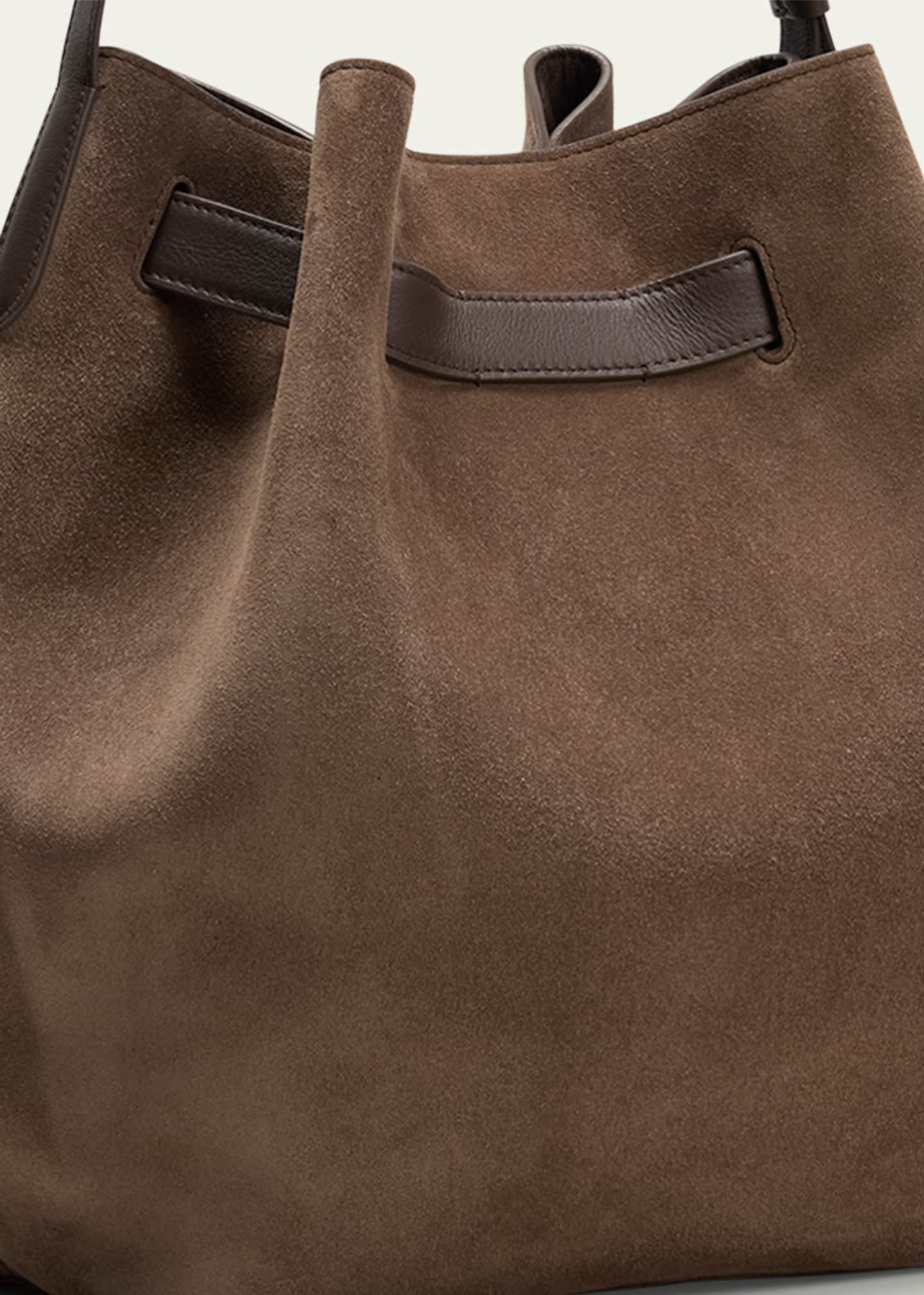 Brunello Cucinelli Medium Belt Velour Bucket Bag Image 3 of 5