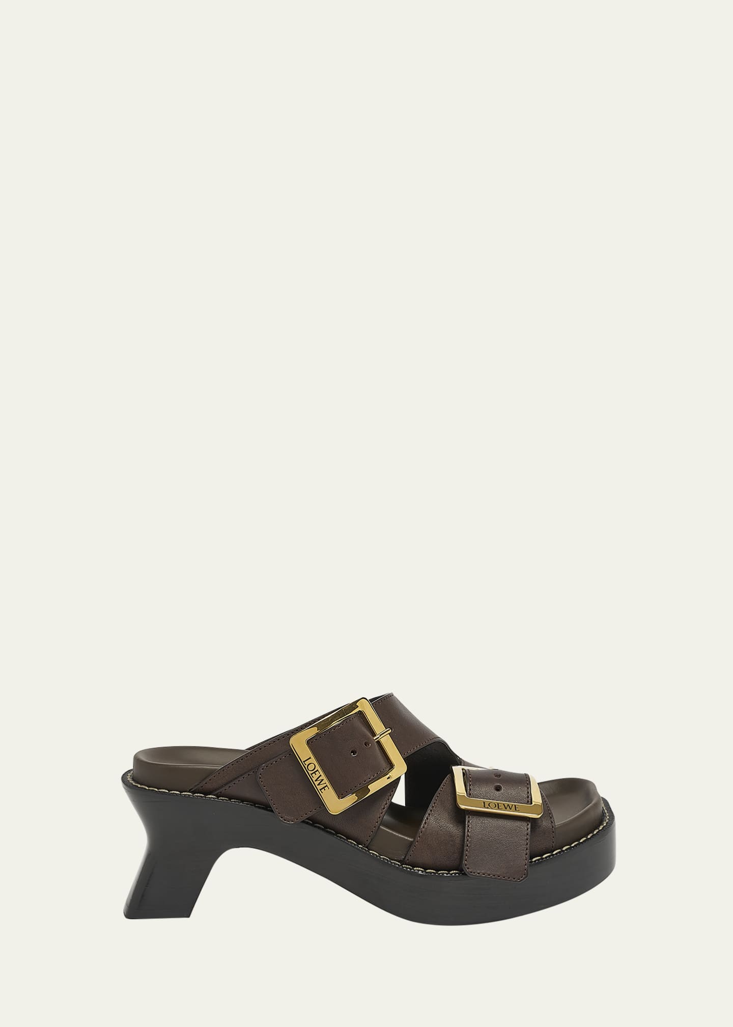 Loewe Leather Dual-Buckle Platform Sandals - Bergdorf Goodman