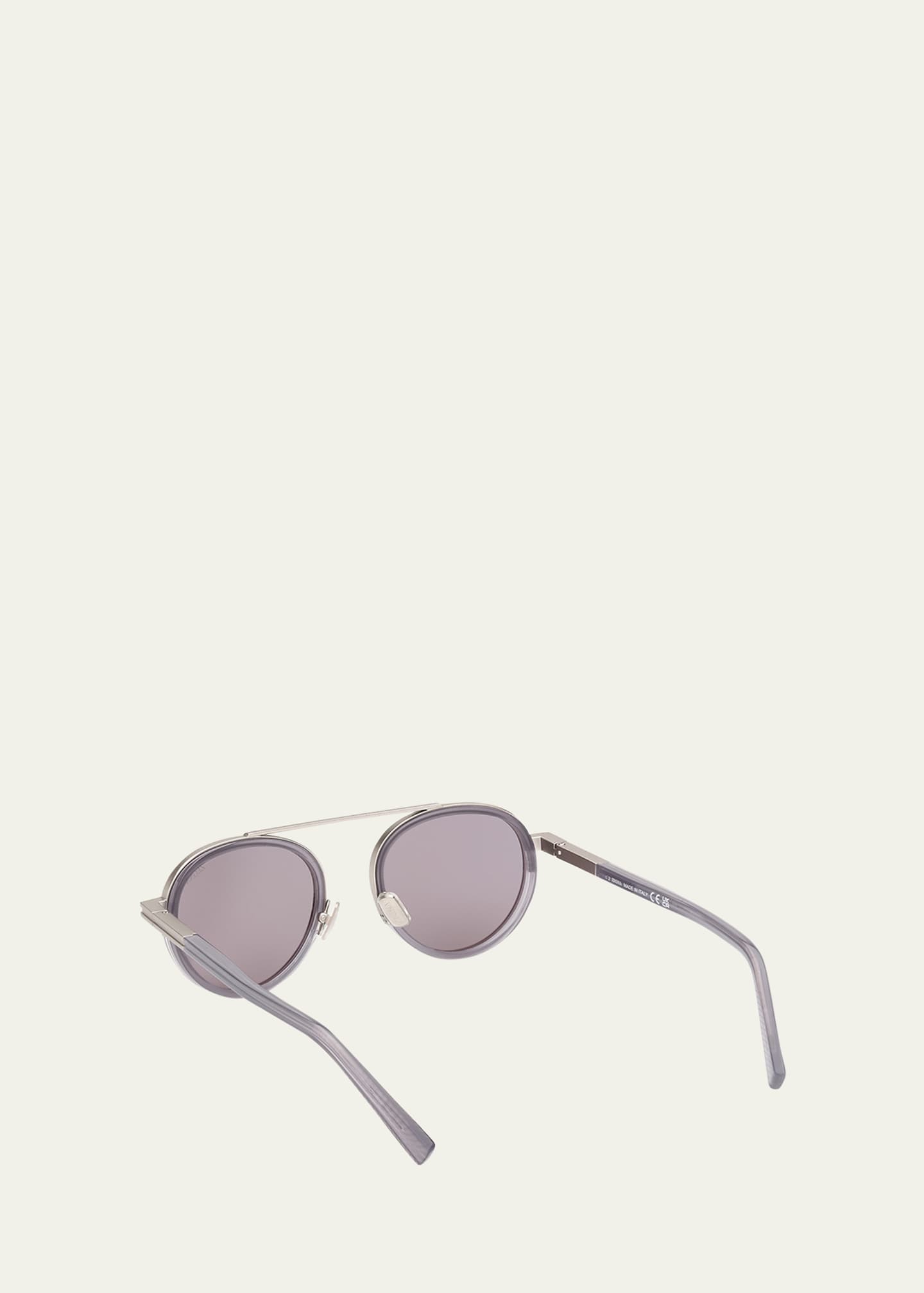 ZEGNA Men's ORIZZONTE II Metal-Acetate Round Sunglasses Image 2 of 3
