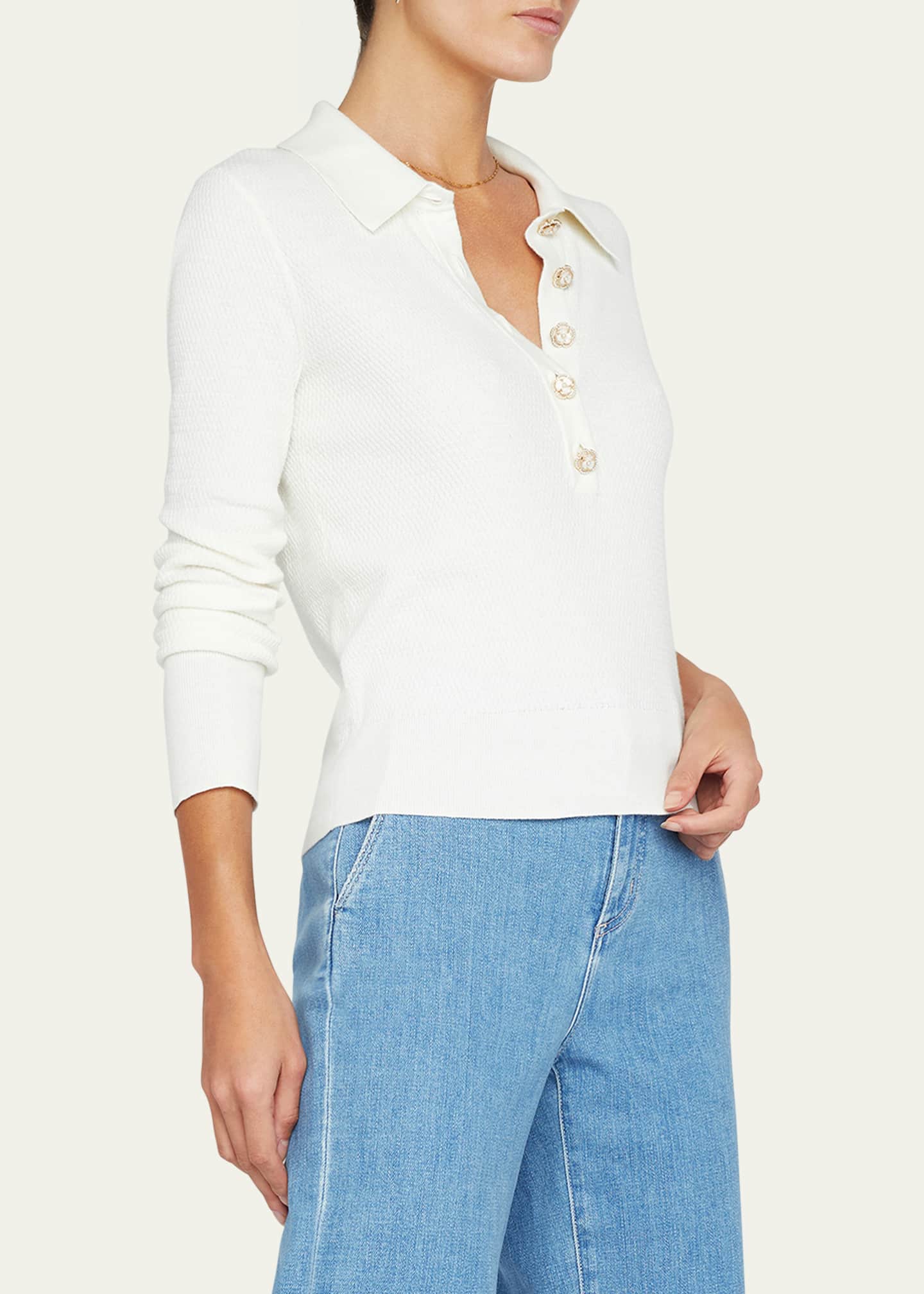 L'Agence Sterling Jewel-Button Sweater Image 4 of 5