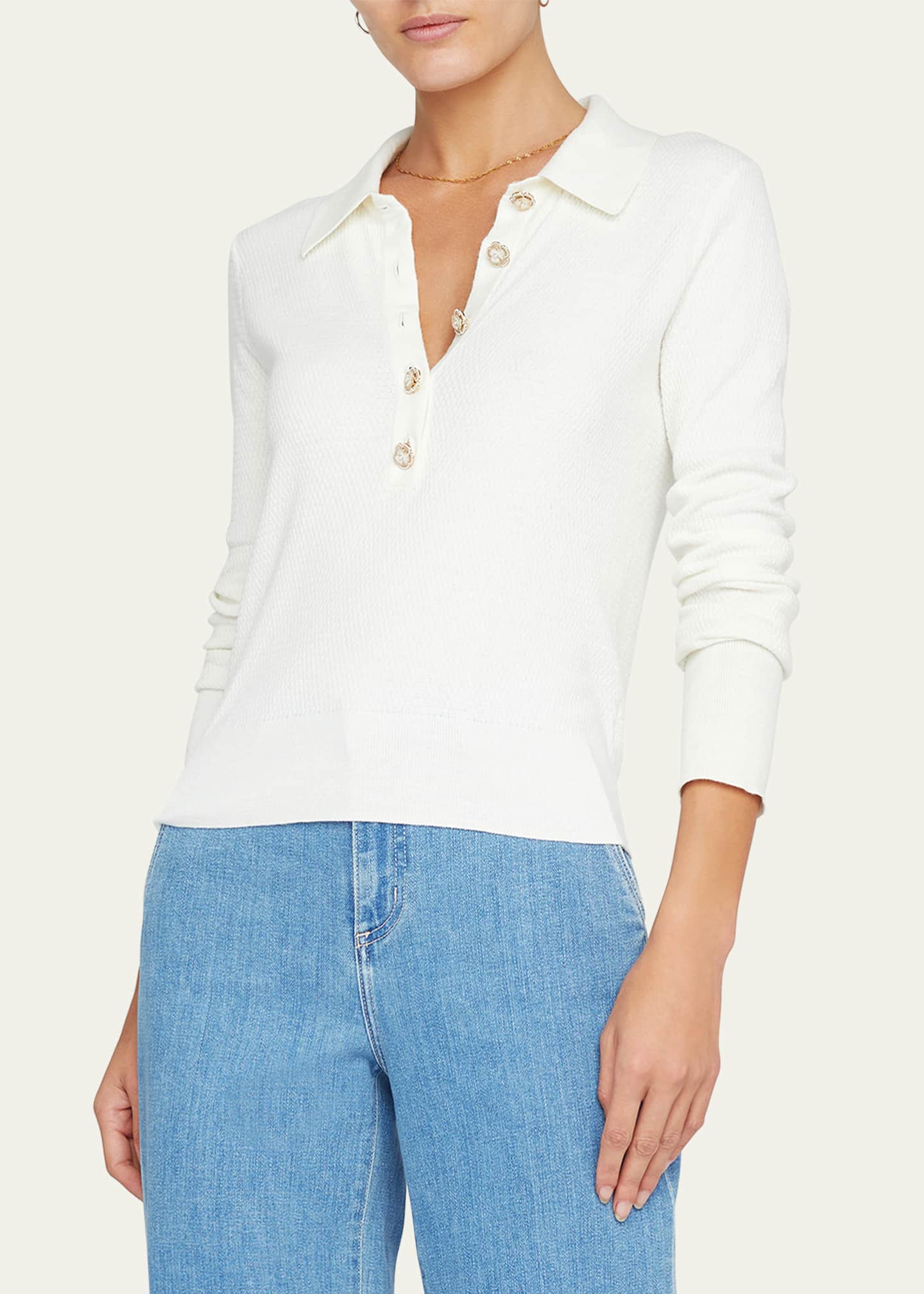 L'Agence Sterling Jewel-Button Sweater Image 5 of 5