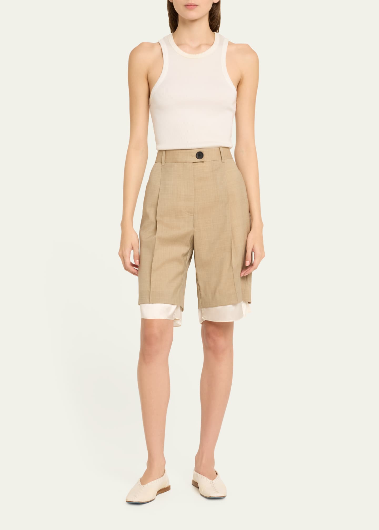 Peter Do Layered Pintuck Wool Shorts Image 2 of 5