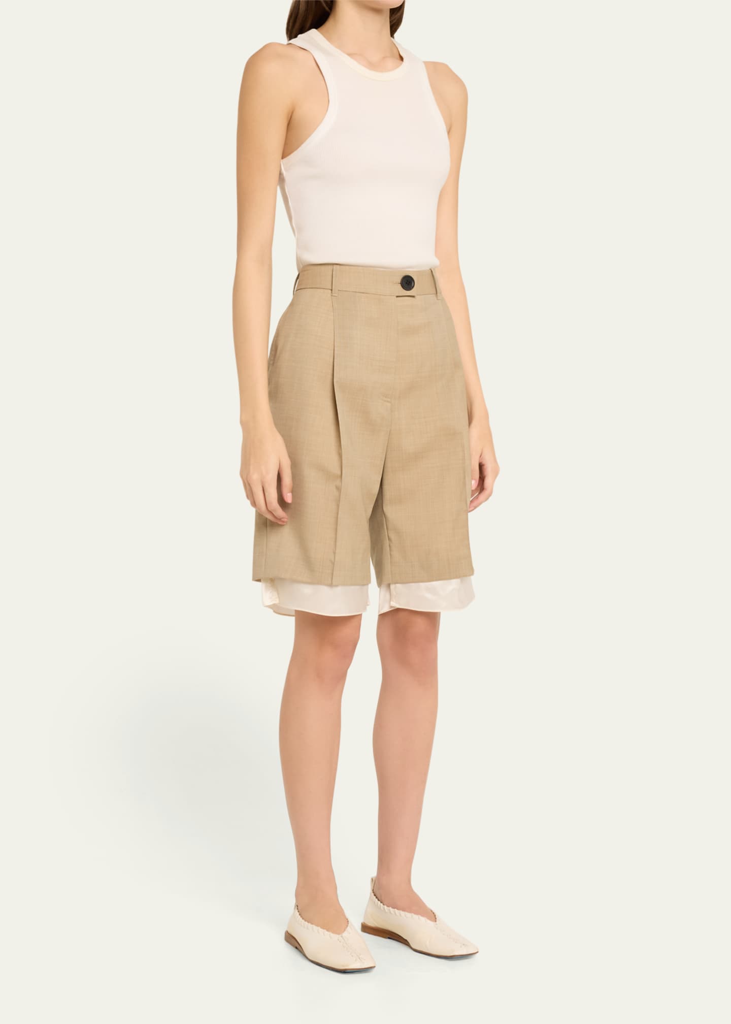 Peter Do Layered Pintuck Wool Shorts Image 4 of 5