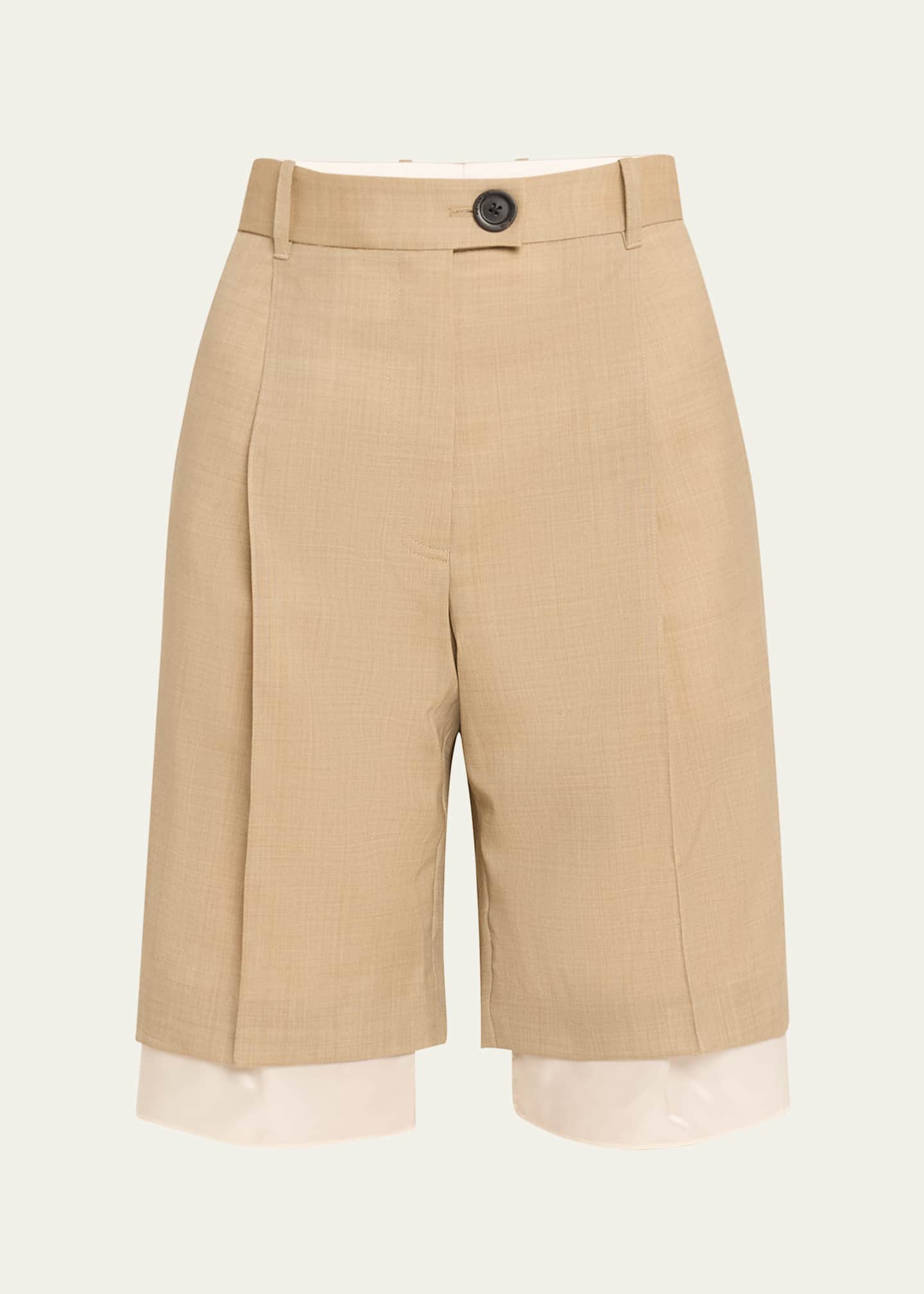 Peter Do Layered Pintuck Wool Shorts Image 1 of 5