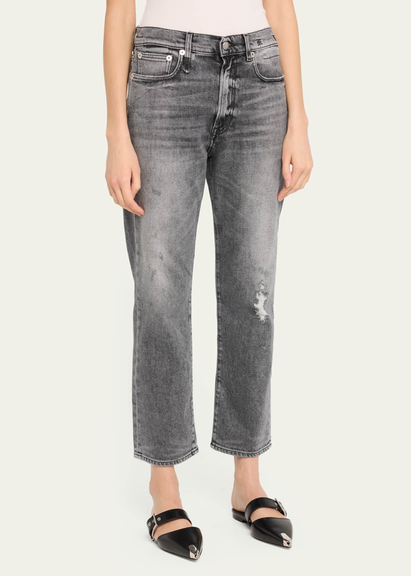 R13 アールサーティーン BOYFRIENDS CROPED DENIM R13 Boyfriend cropped distressed high-rise straight-leg