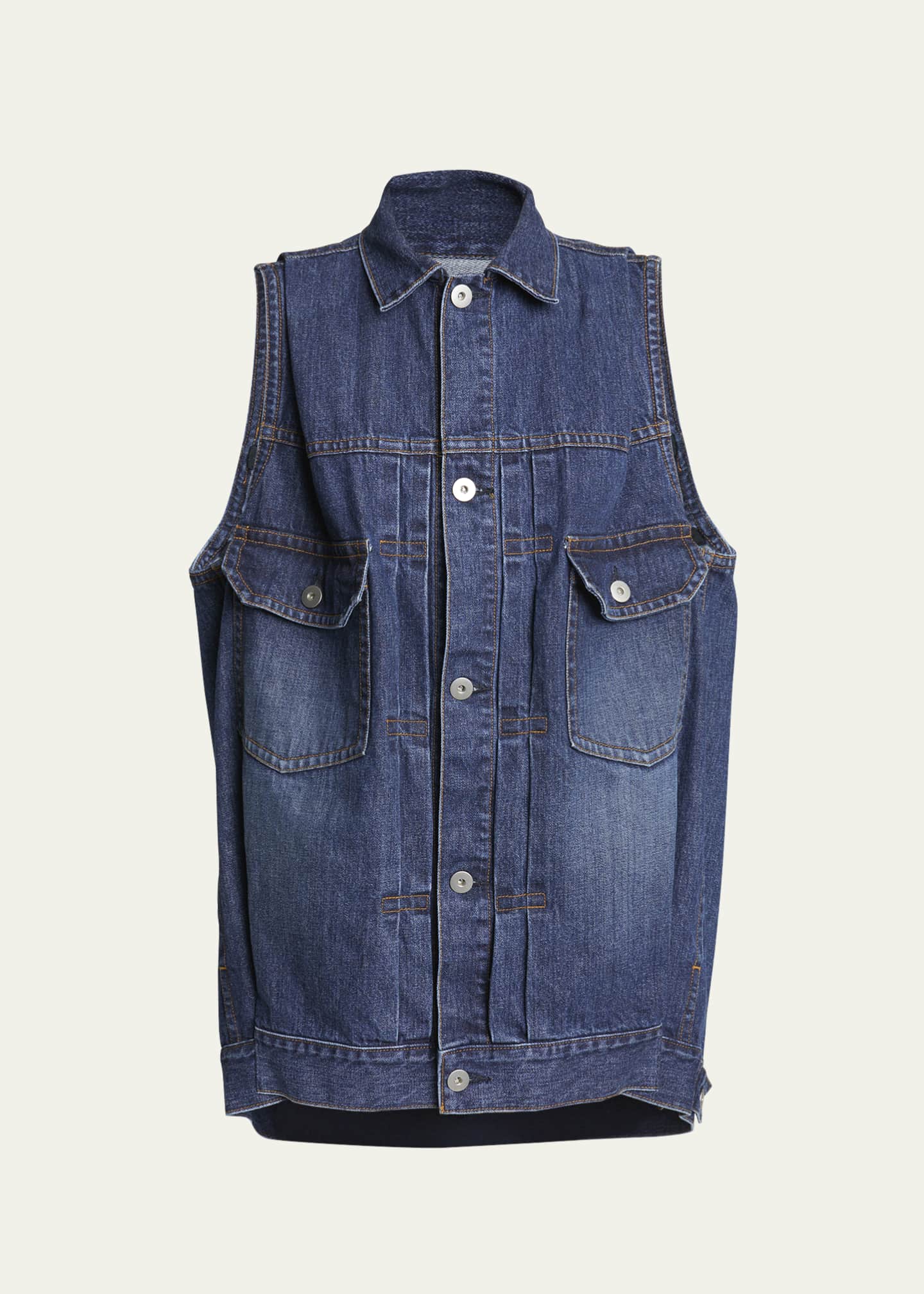 SACAI Cocoon Denim Mini Vest Dress Bergdorf Goodman