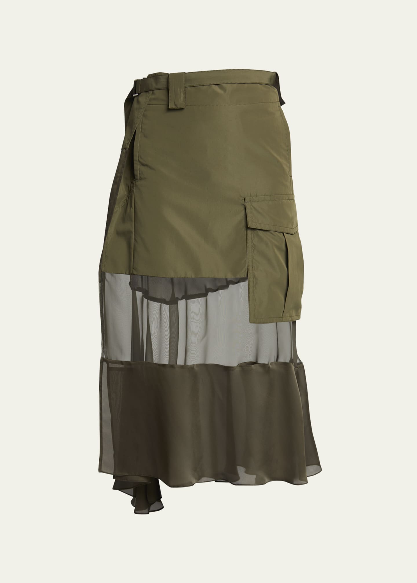 Low Waist Belted Midi Skirt