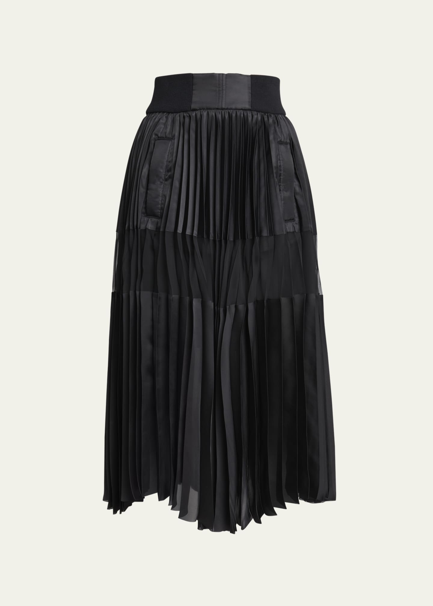 SACAI Sheer Panel Pleated Midi Skirt Bergdorf Goodman