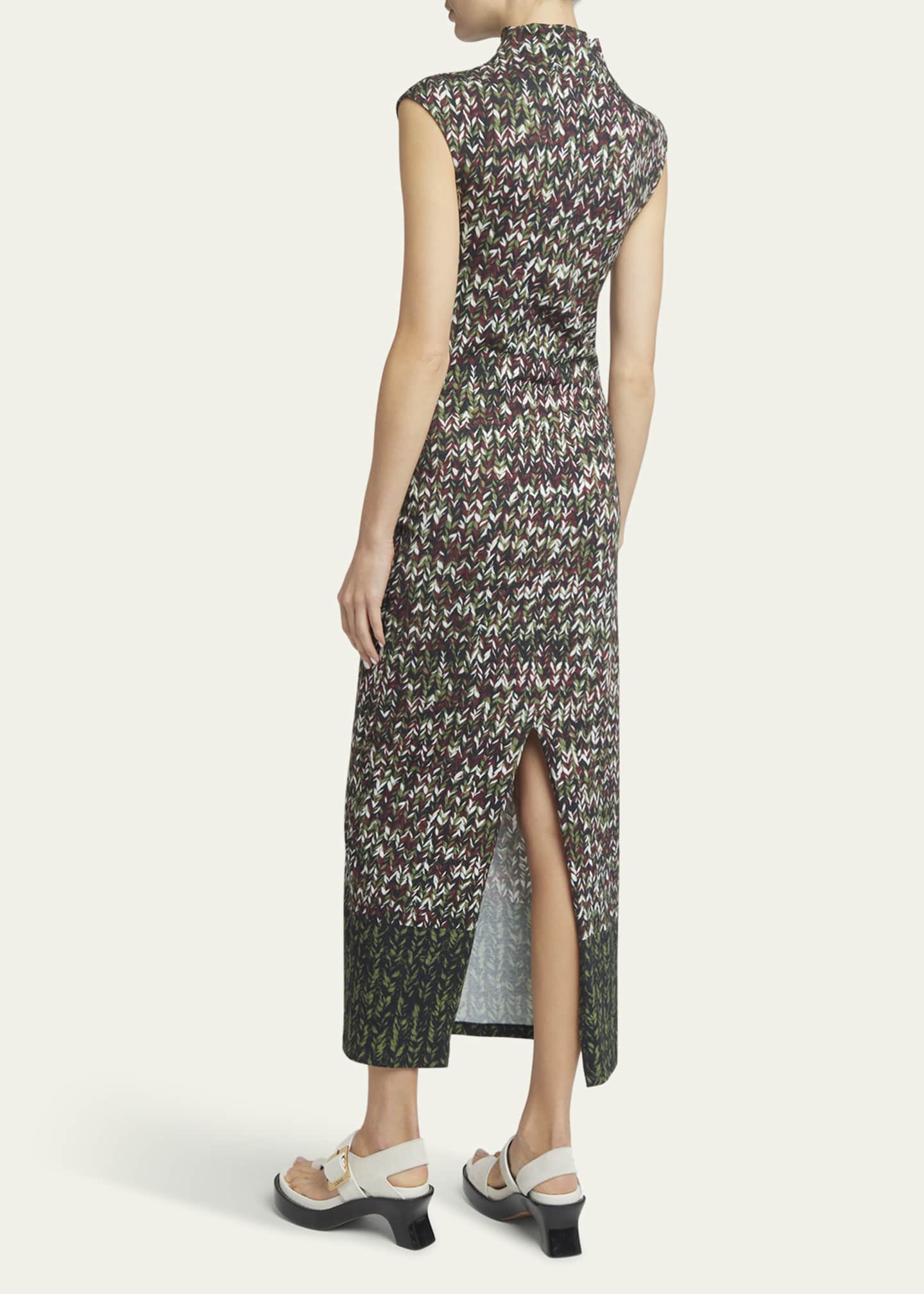 Loewe Yarn-Print Jersey Mock-Neck Column Dress - Bergdorf Goodman