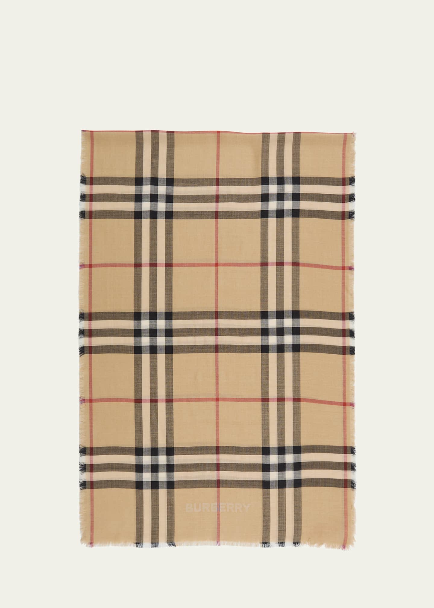 Burberry Check Lightweight Gauze Wool Scarf Image 2 of 3