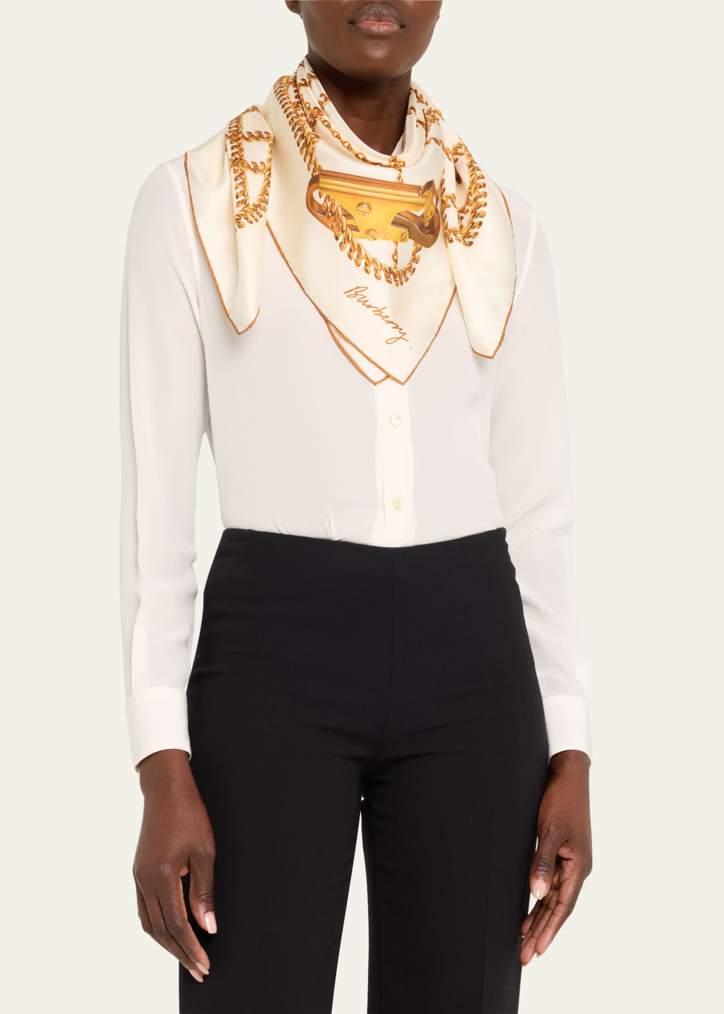 Burberry Chain Check Silk Twill Square Scarf Image 3 of 4