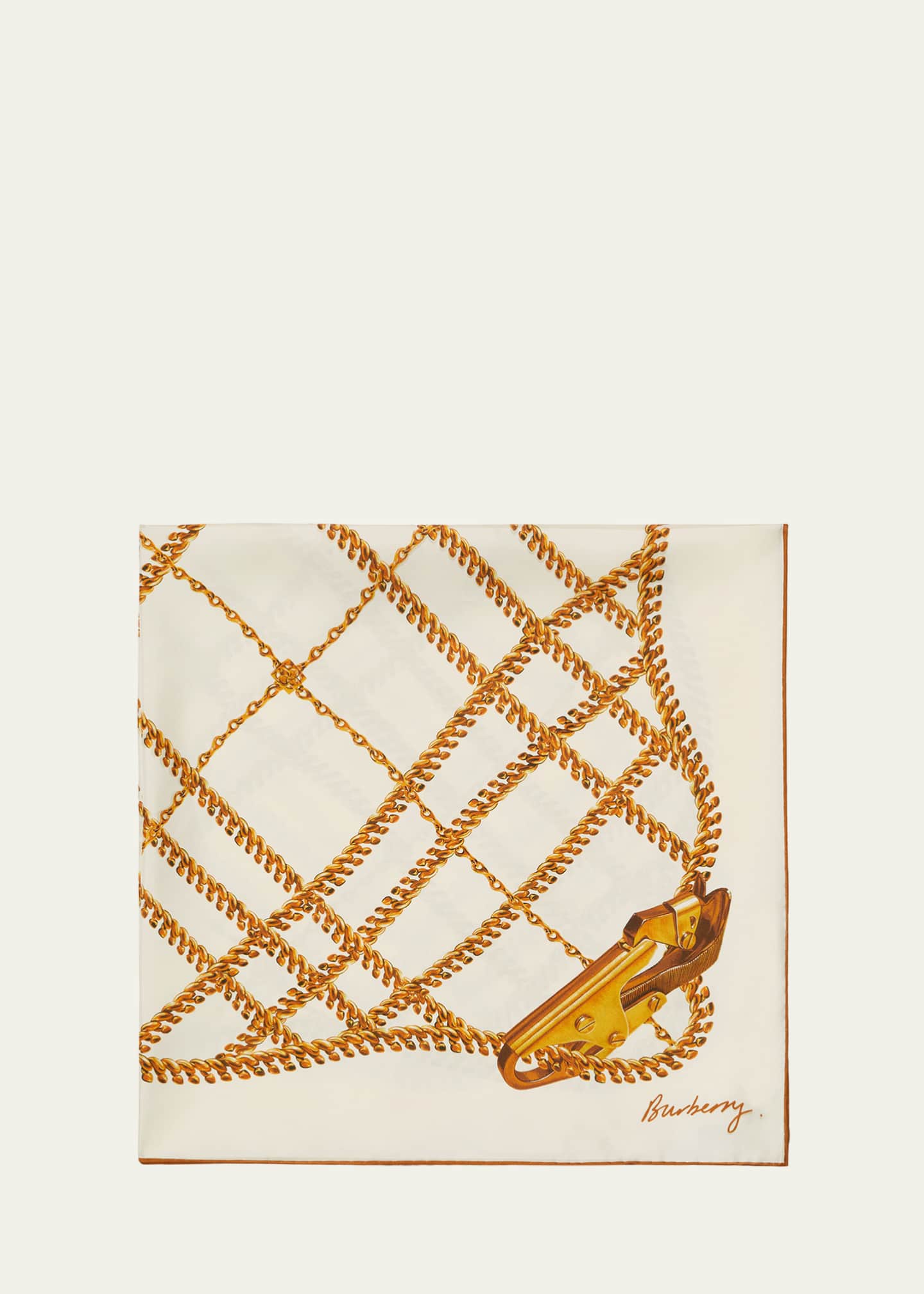 Burberry Chain Check Silk Twill Square Scarf Image 4 of 4
