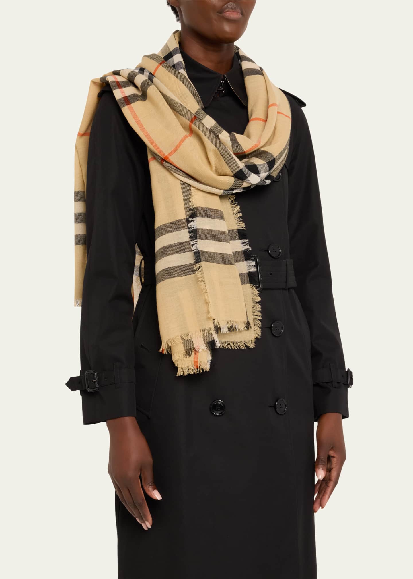 Burberry Giant Check Wool Scarf Image 2 of 4