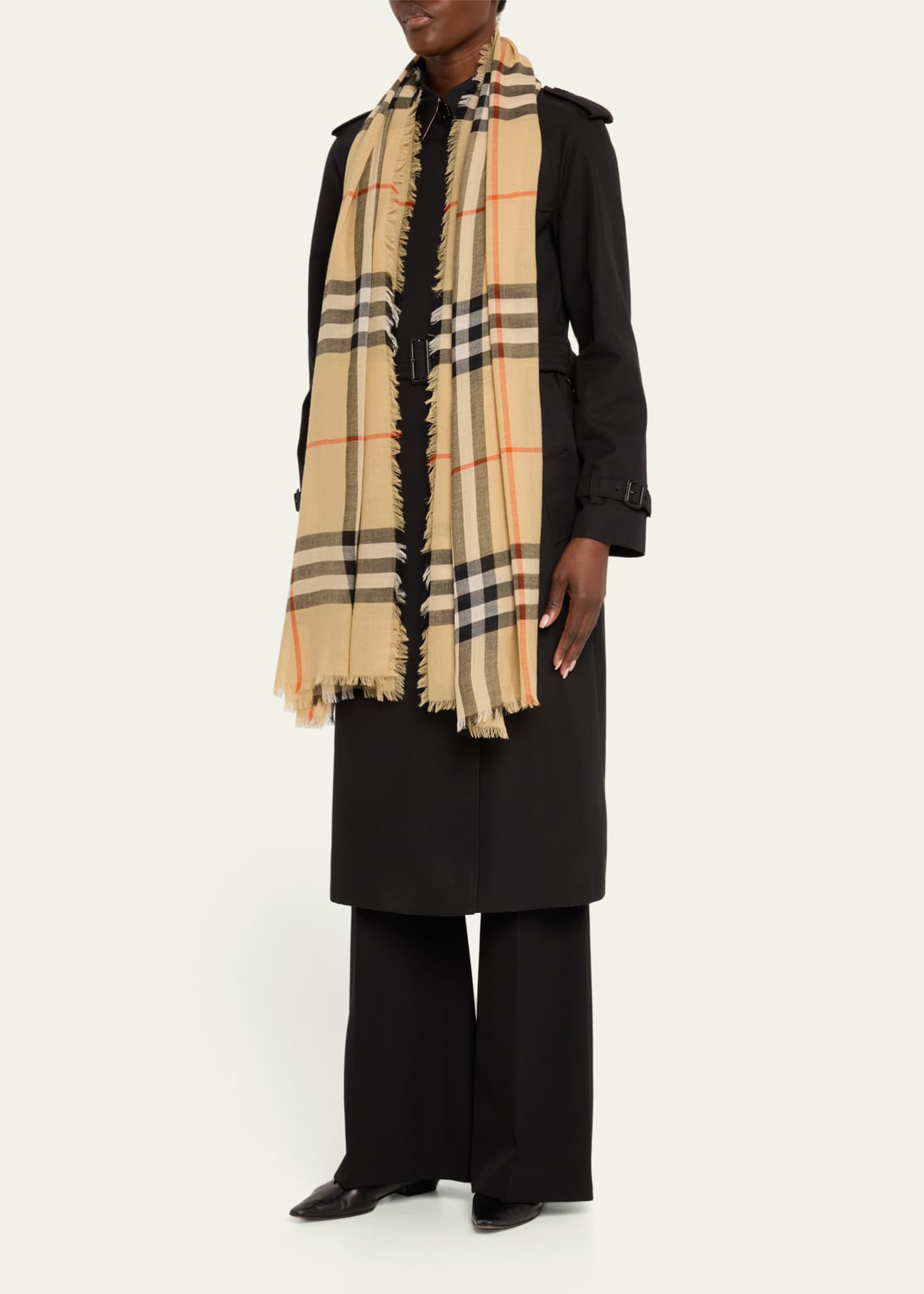 Burberry Giant Check Wool Scarf Image 3 of 4
