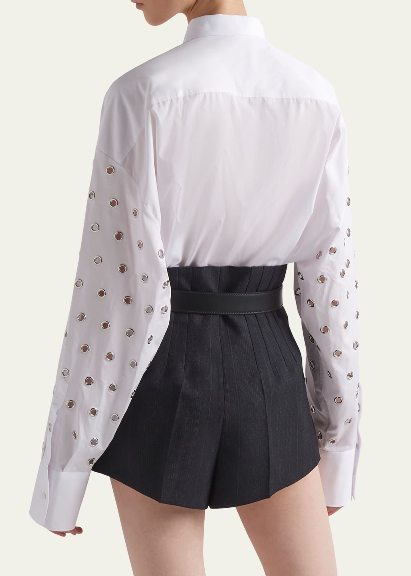 Prada Grommet Poplin Button Down Oversized Top Image 3 of 4