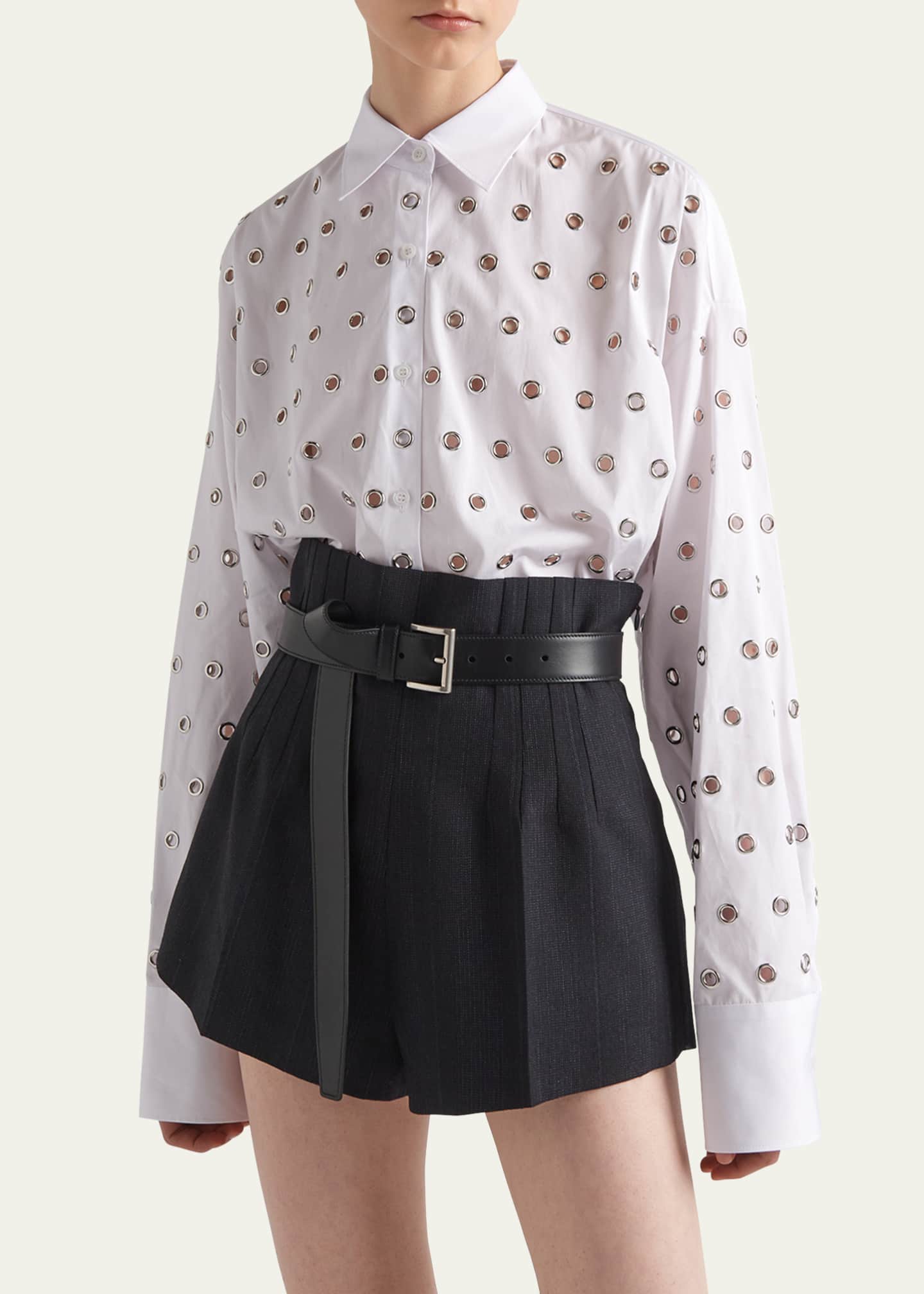 Prada Grommet Poplin Button Down Oversized Top Image 4 of 4