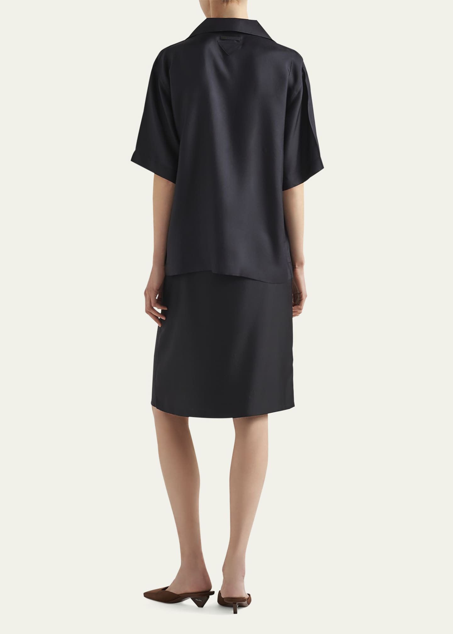 Prada Flower Twill Midi Skirt Image 3 of 4