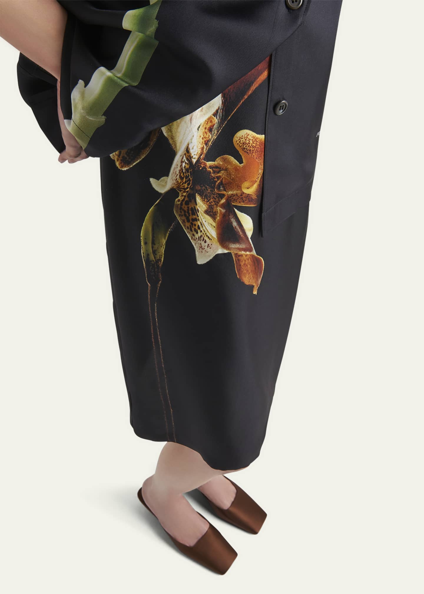 Prada Flower Twill Midi Skirt Image 4 of 4