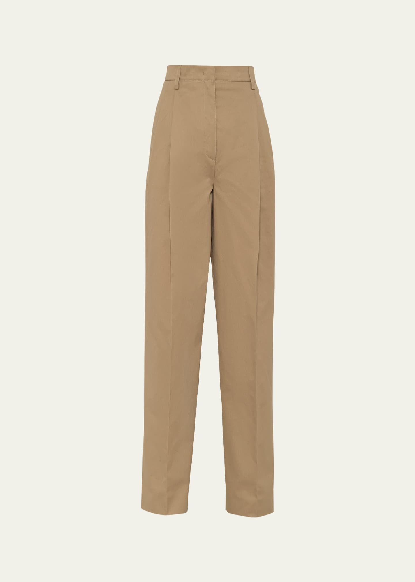 Prada Pintuck Straight Leg Cotton Pants Image 1 of 4