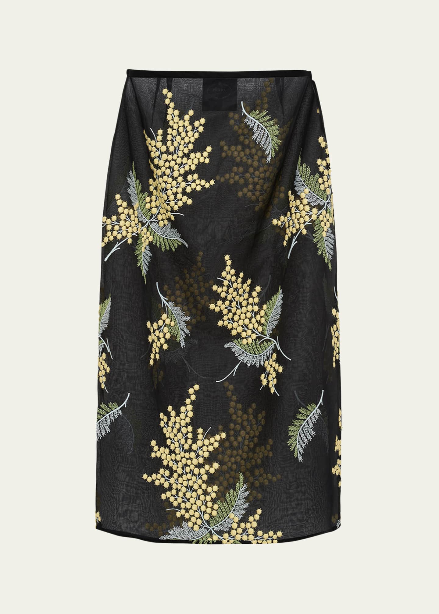 スカート Prada Gonna Midi Traforata Prada Floral-Embroidered Organza Midi Skirt - Bergdorf Goodman