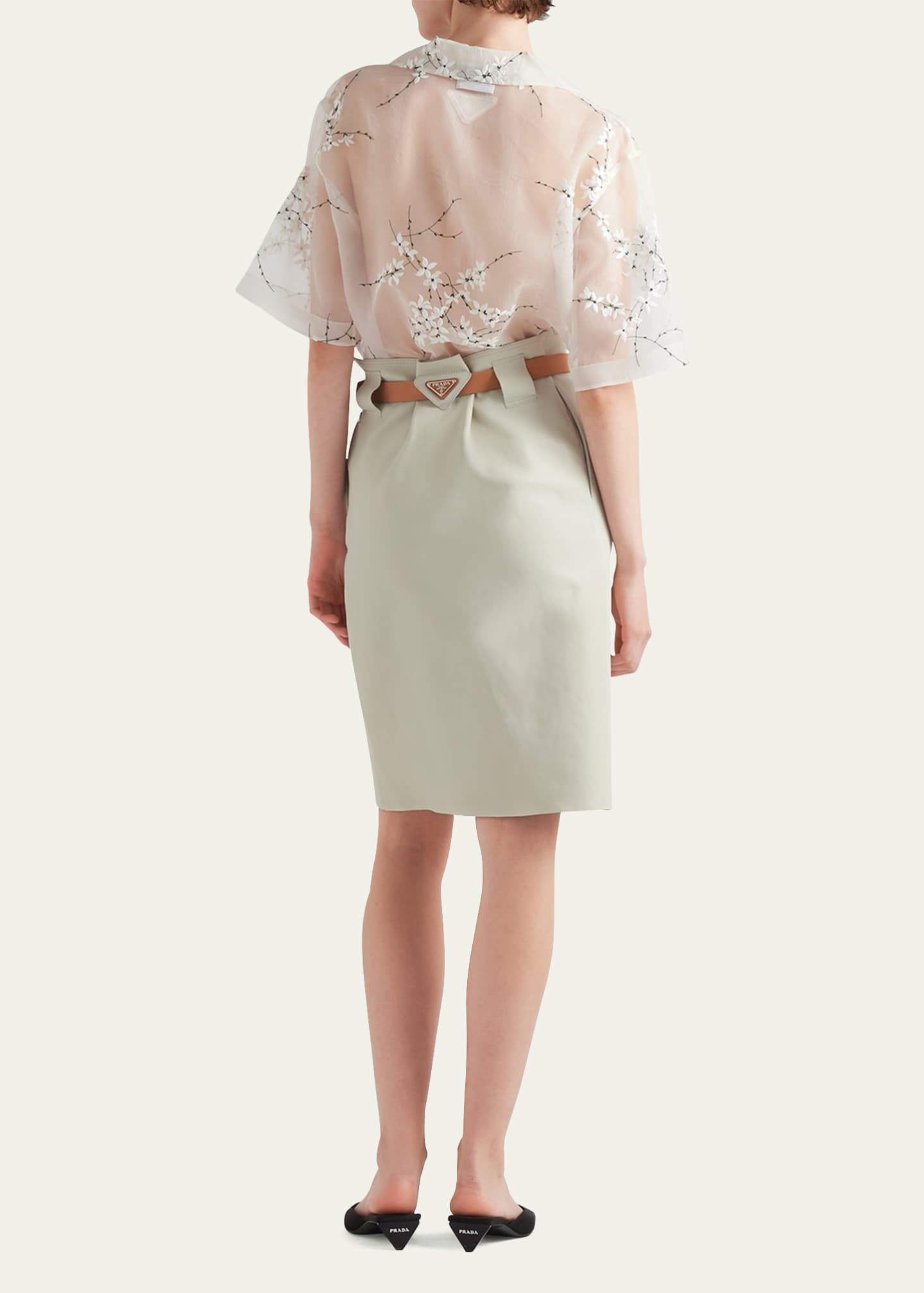 Prada Floral Embroidered Button Down Shirt Image 3 of 5