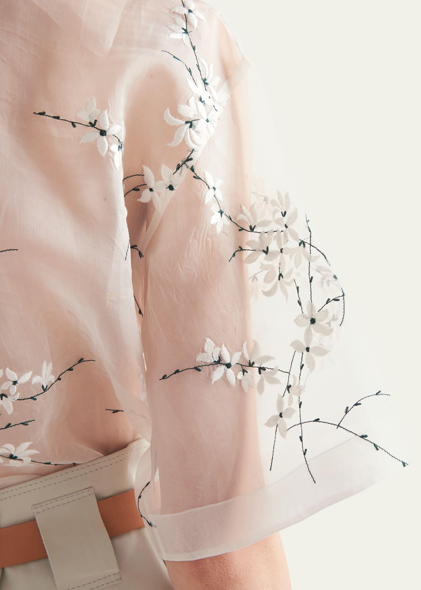 Prada Floral Embroidered Button Down Shirt Image 5 of 5