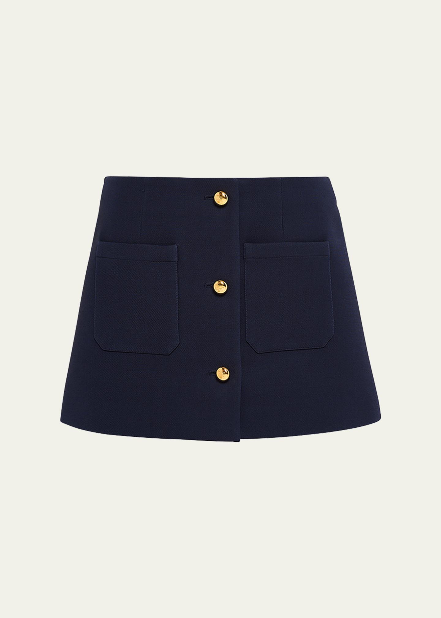Prada Buttoned Wool Mini Skirt - Bergdorf Goodman