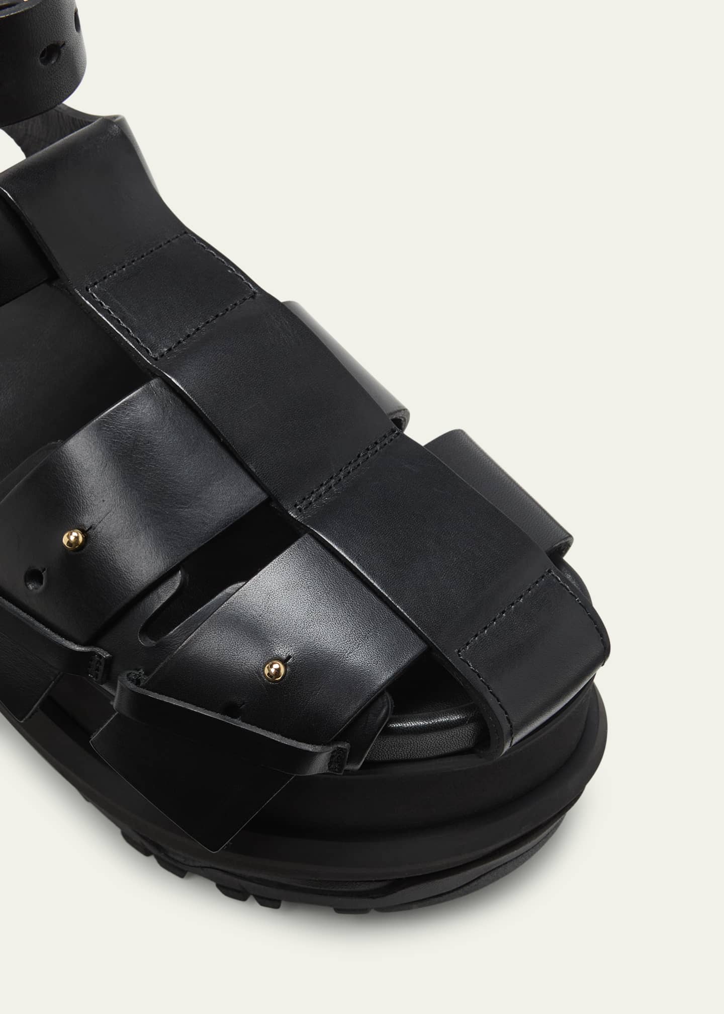 SACAI Leather Ankle-Cuff Platform Fisherman Sandals
