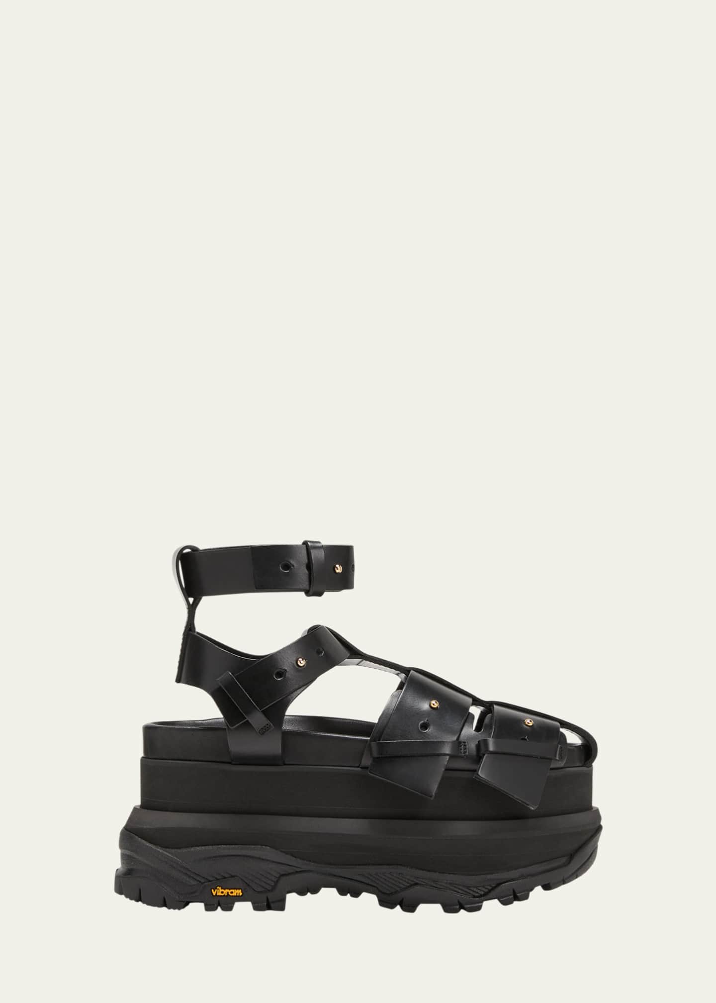 SACAI Leather Ankle Cuff Platform Fisherman Sandals