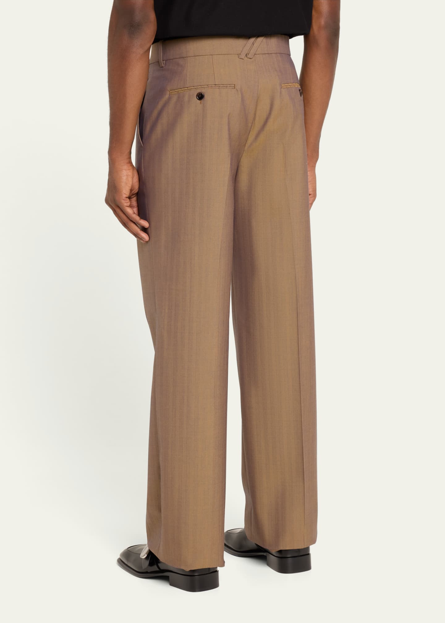 Burberry Men's Iridescent Herringbone Wool Slim Trousers Image 3 of 5