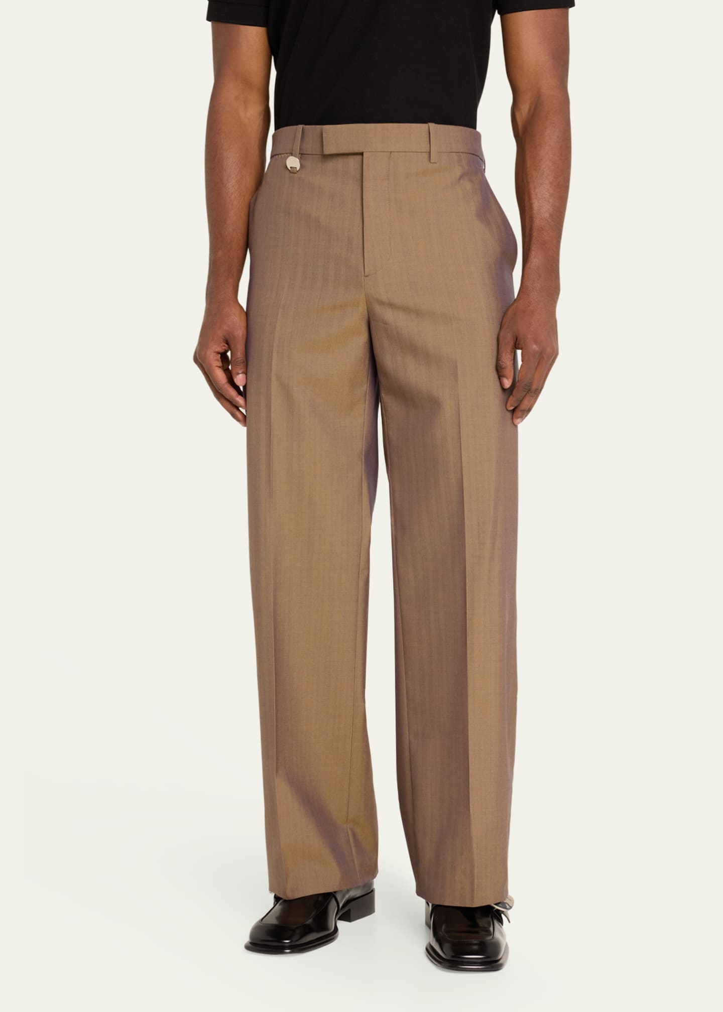 Burberry Men's Iridescent Herringbone Wool Slim Trousers Image 4 of 5