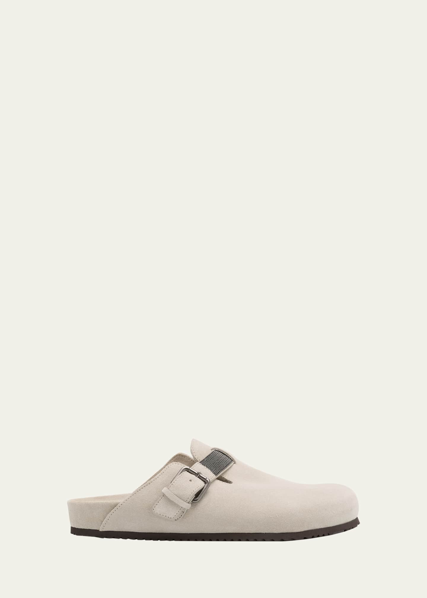 Brunello Cucinelli Suede Monili Buckle Mules Image 1 of 3